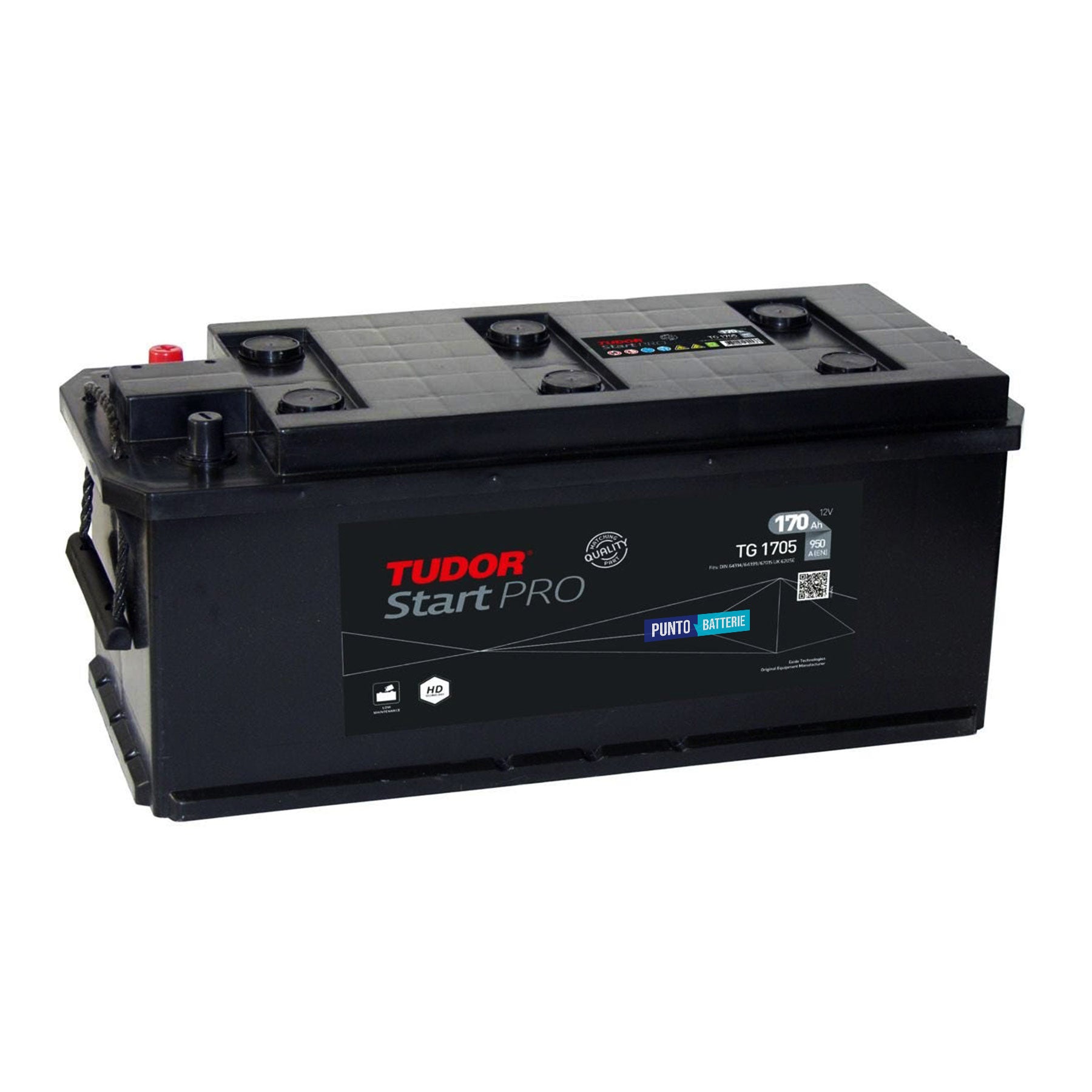 Batteria originale Tudor Start PRO TG1705, dimensioni 514 x 218 x 210, polo positivo a sinistra, 12 volt, 170 amperora, 950 ampere. Batteria per camion e veicoli pesanti.