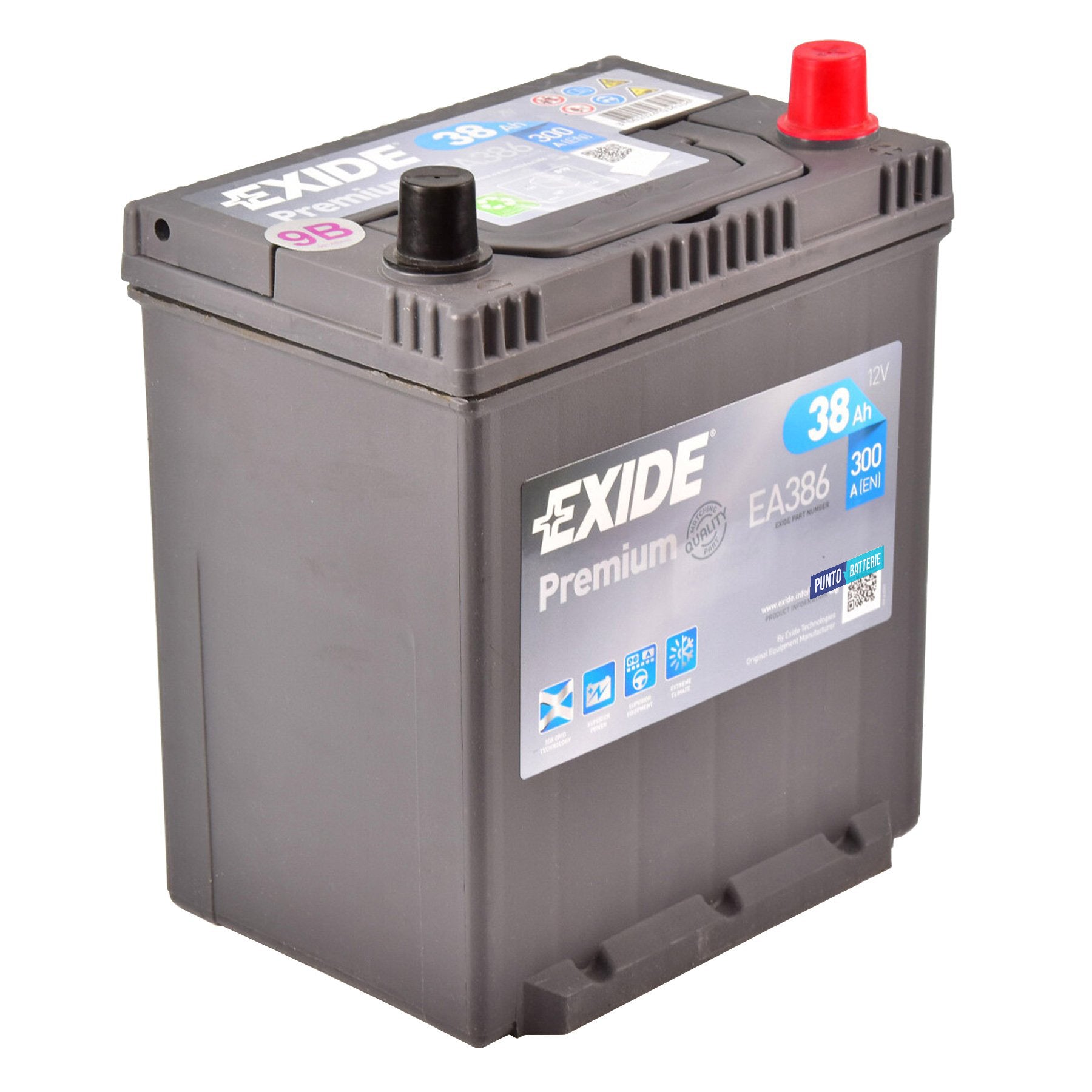 Batteria Exide EA386 - Premium (12V, 38Ah, 300A)
