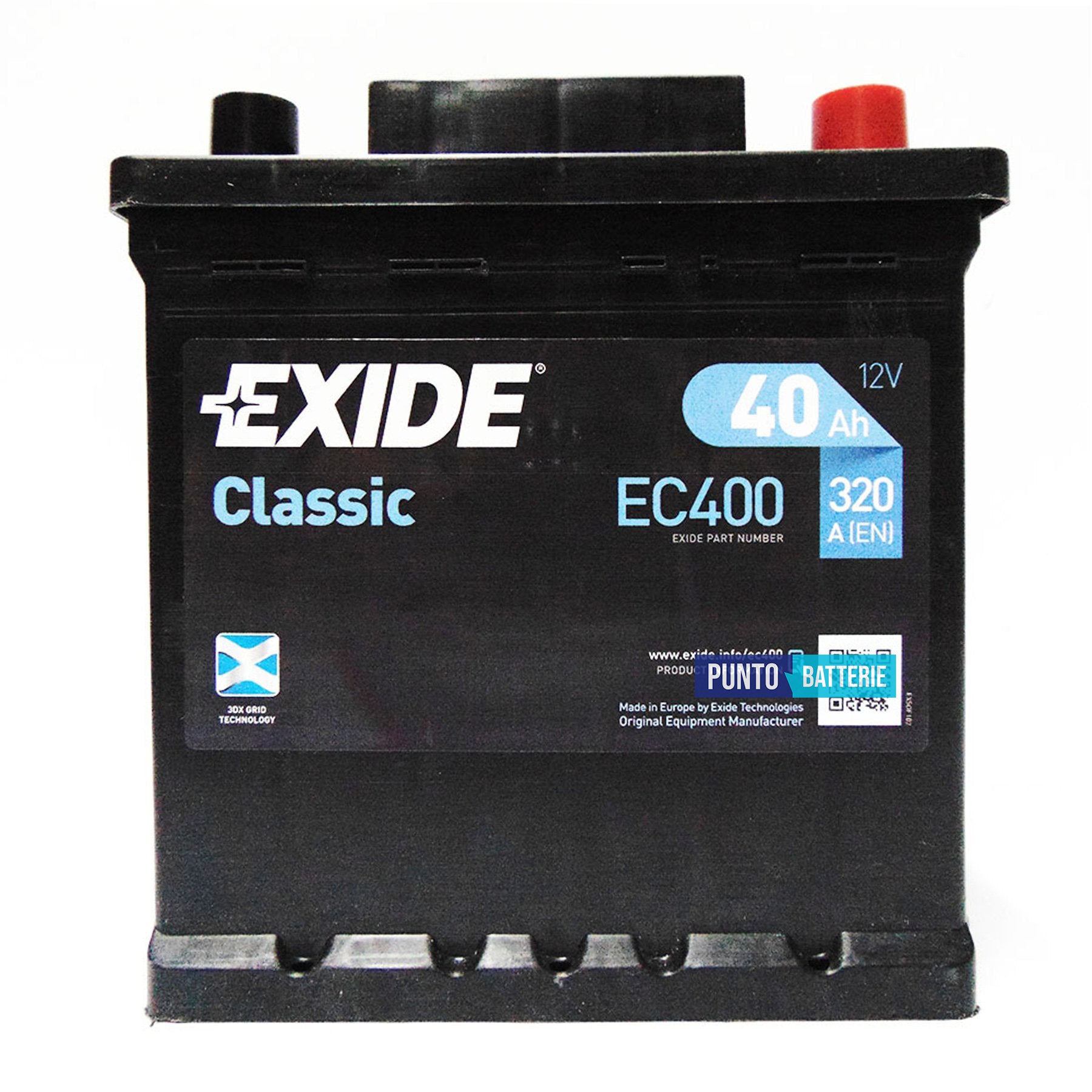 Batteria Exide 40Ah, 12V, 320A, 175x175x190mm