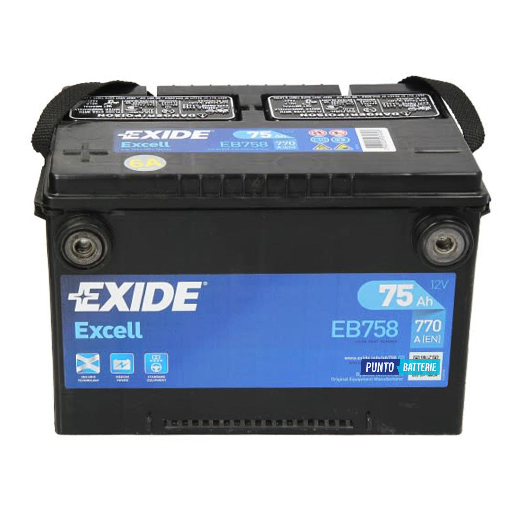 Batteria Exide 75Ah, 12V, 770A, 260x180x186mm