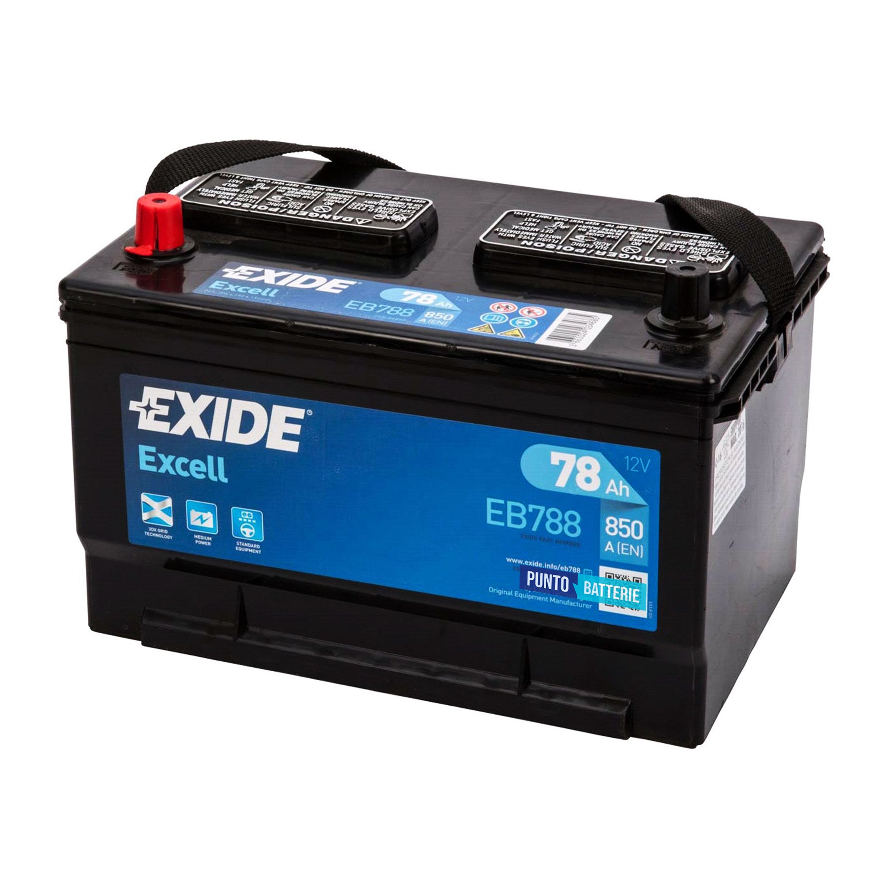 Batteria Exide 78Ah, 12V, 850A, 306x192x192mm