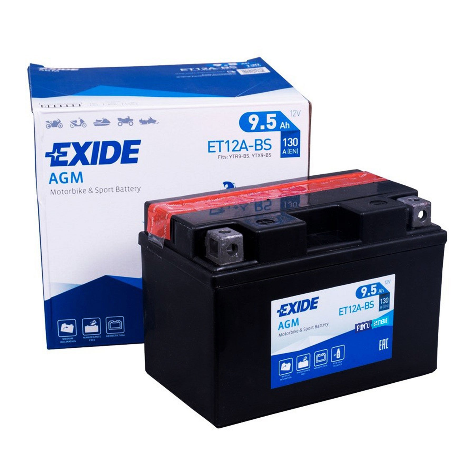 Batteria Exide 10Ah, 12V, 130A , 150x90x105mm