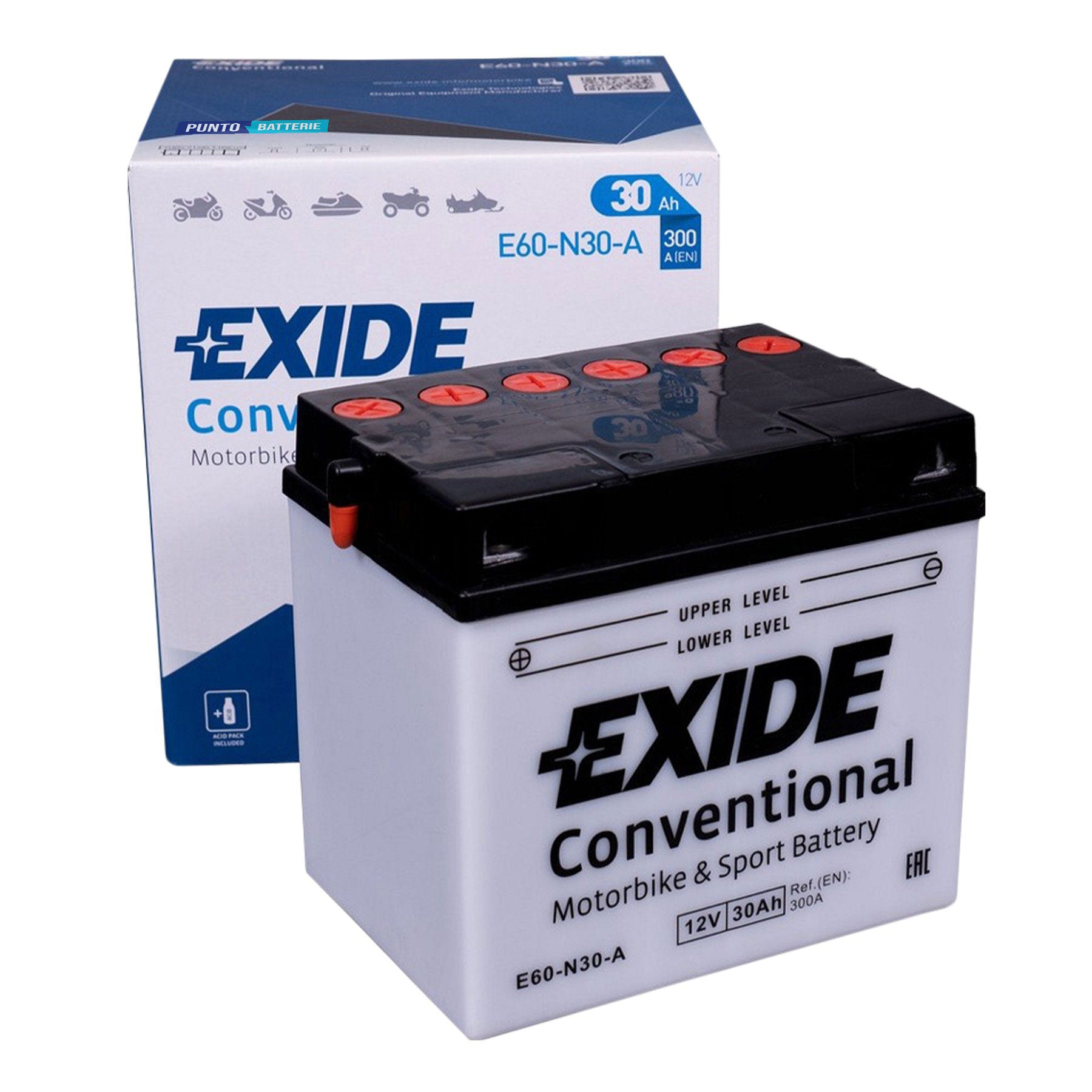 Batteria Exide 30Ah, 12V, 300A , 185x130x170mm