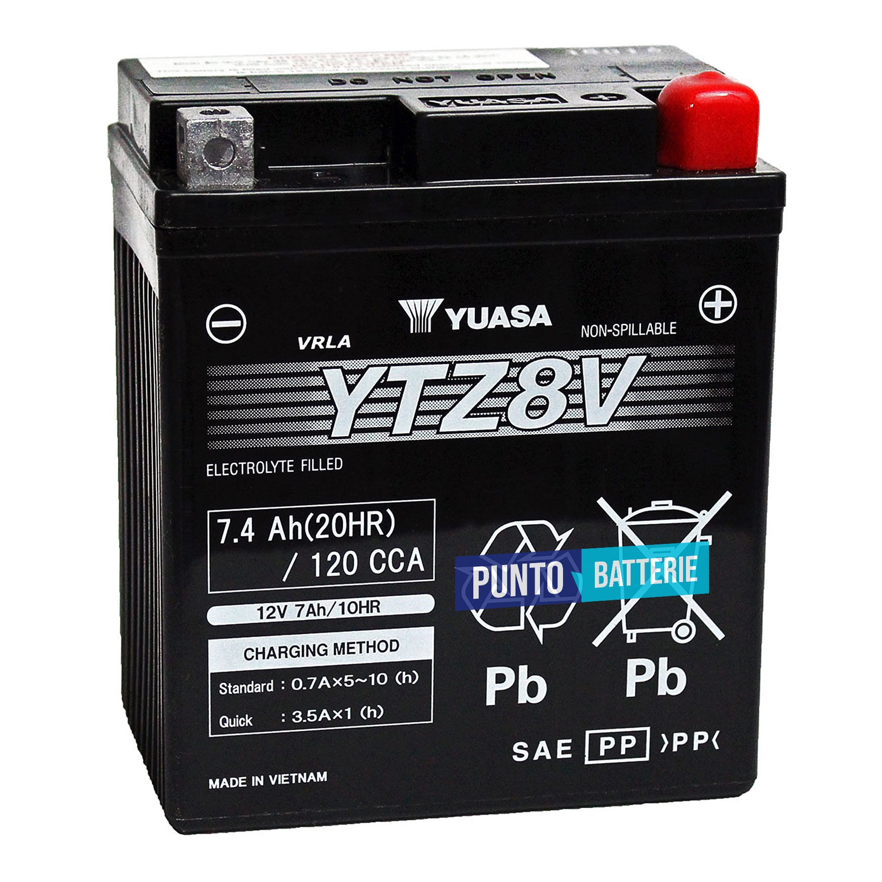 Batteria Yuasa 7Ah, 12V, 120A , 113x70x130mm