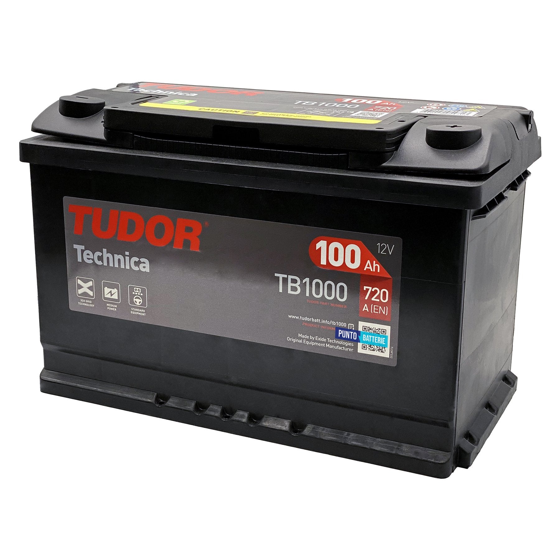 Batteria Tudor TB1000 - Technica (12V, 100Ah, 720A) - Puntobatterie
