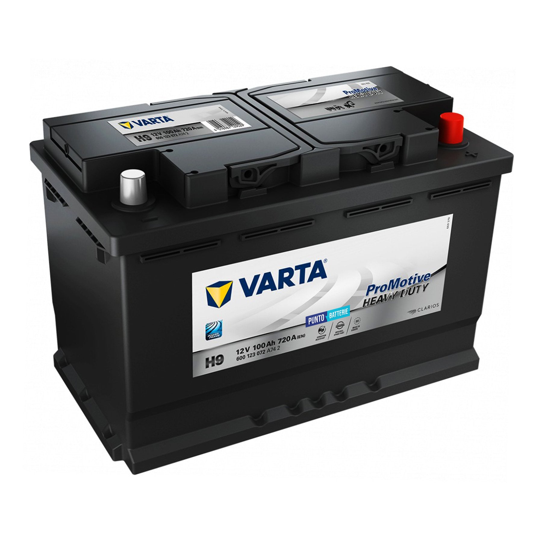 Batteria originale Varta Promotive Heavy Duty H9, dimensioni 313 x 175 x 205, polo positivo a destra, 12 volt, 100 amperora, 720 ampere. Batteria per camion e veicoli pesanti.