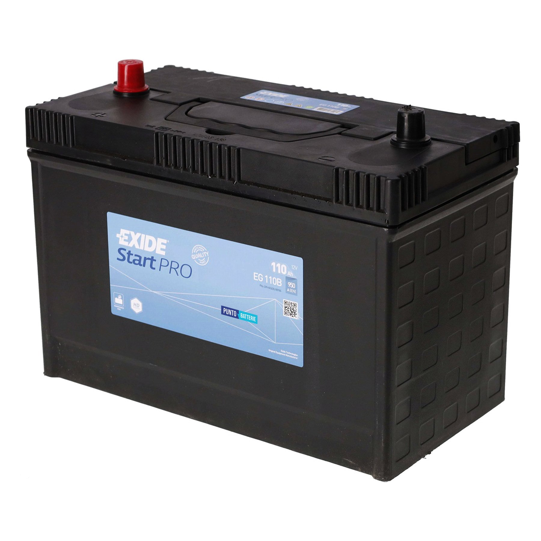 Batteria originale Exide Start PRO EG110B, dimensioni 330 x 173 x 240, polo positivo a sinistra, 12 volt, 110 amperora, 1000 ampere. Batteria per camion e veicoli pesanti.