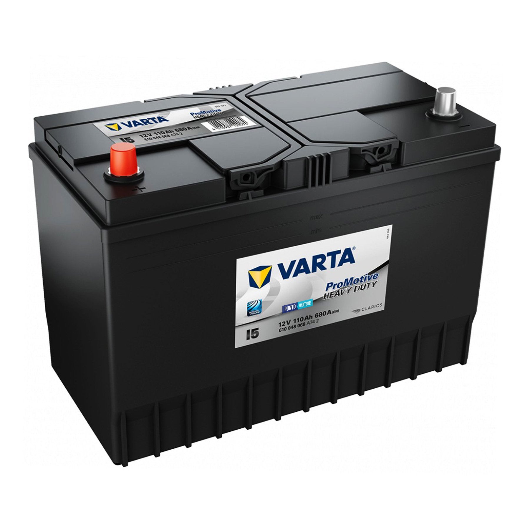 Batteria originale Varta Promotive Heavy Duty I5, dimensioni 347 x 173 x 234, polo positivo a sinistra, 12 volt, 110 amperora, 680 ampere. Batteria per camion e veicoli pesanti.