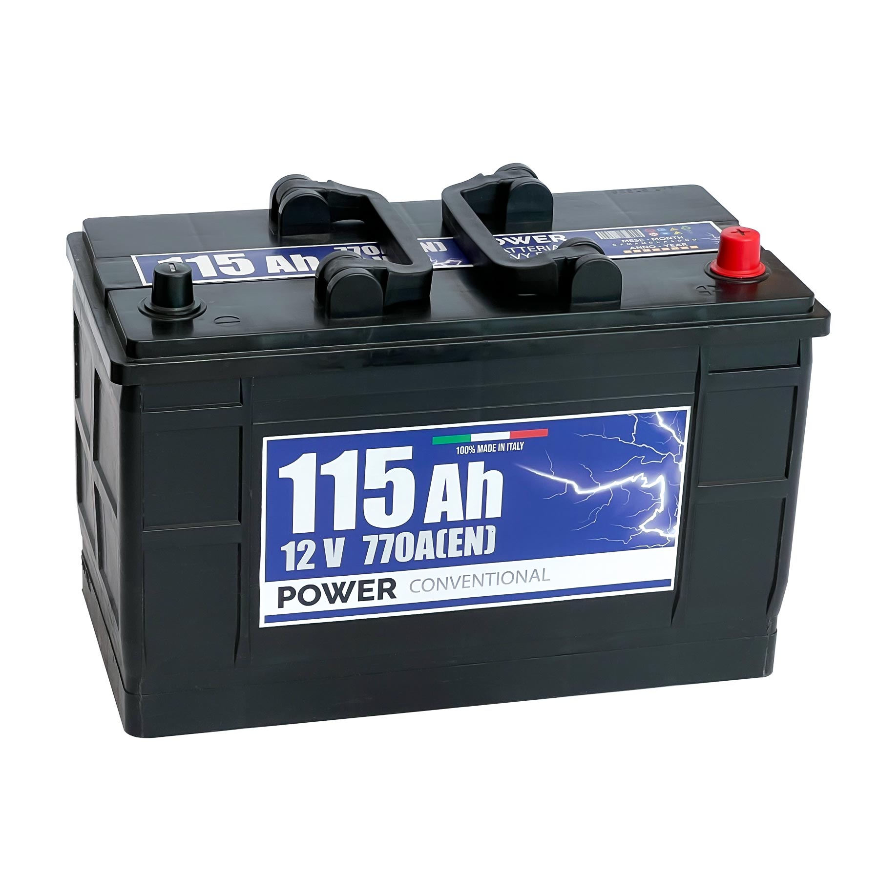 Batteria originale Power Heavy PRO PG1150, dimensioni 349 x 175 x 235, polo positivo a-destra, 12 volt, 115 amperora, 770 ampere. Batteria per camion e veicoli pesanti.