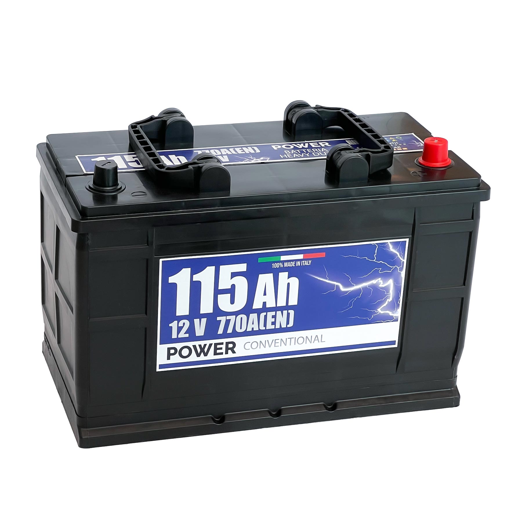Batteria originale Power Heavy PRO PG1152, dimensioni 349 x 175 x 235, polo positivo a-destra, 12 volt, 115 amperora, 770 ampere. Batteria per camion e veicoli pesanti.