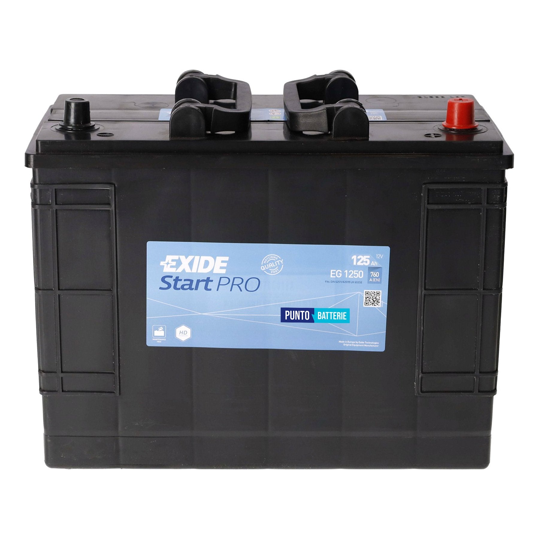 Batteria Exide 125Ah, 12V, 760A, 349x175x285mm