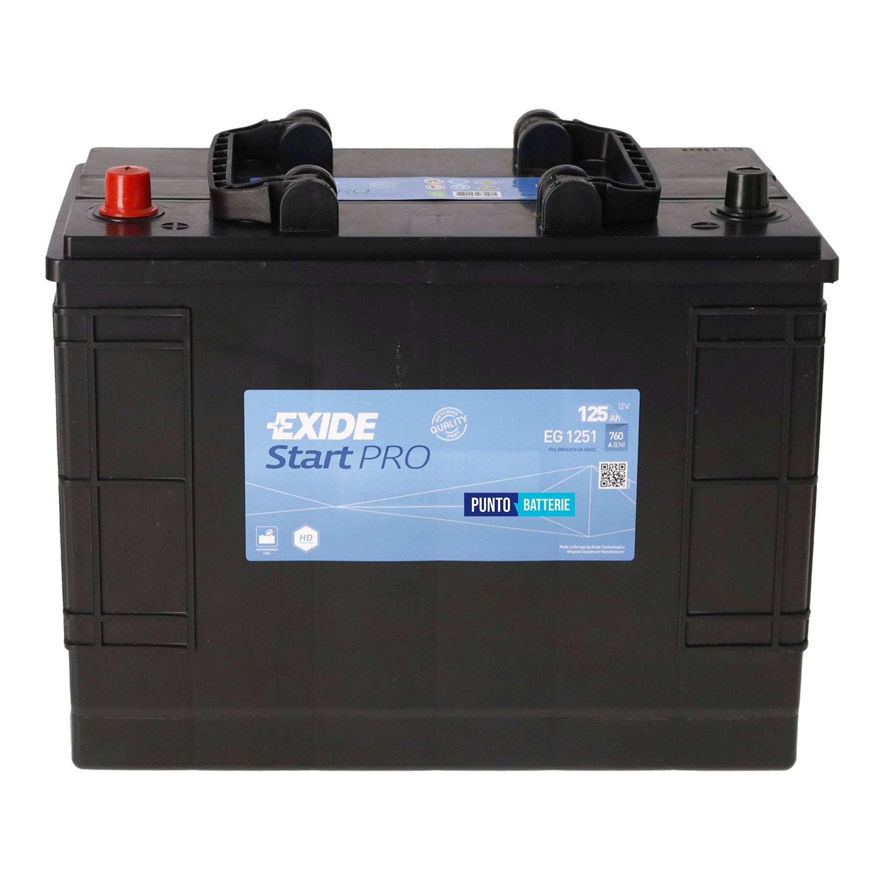 Batteria Exide 125Ah, 12V, 760A, 349x175x285mm