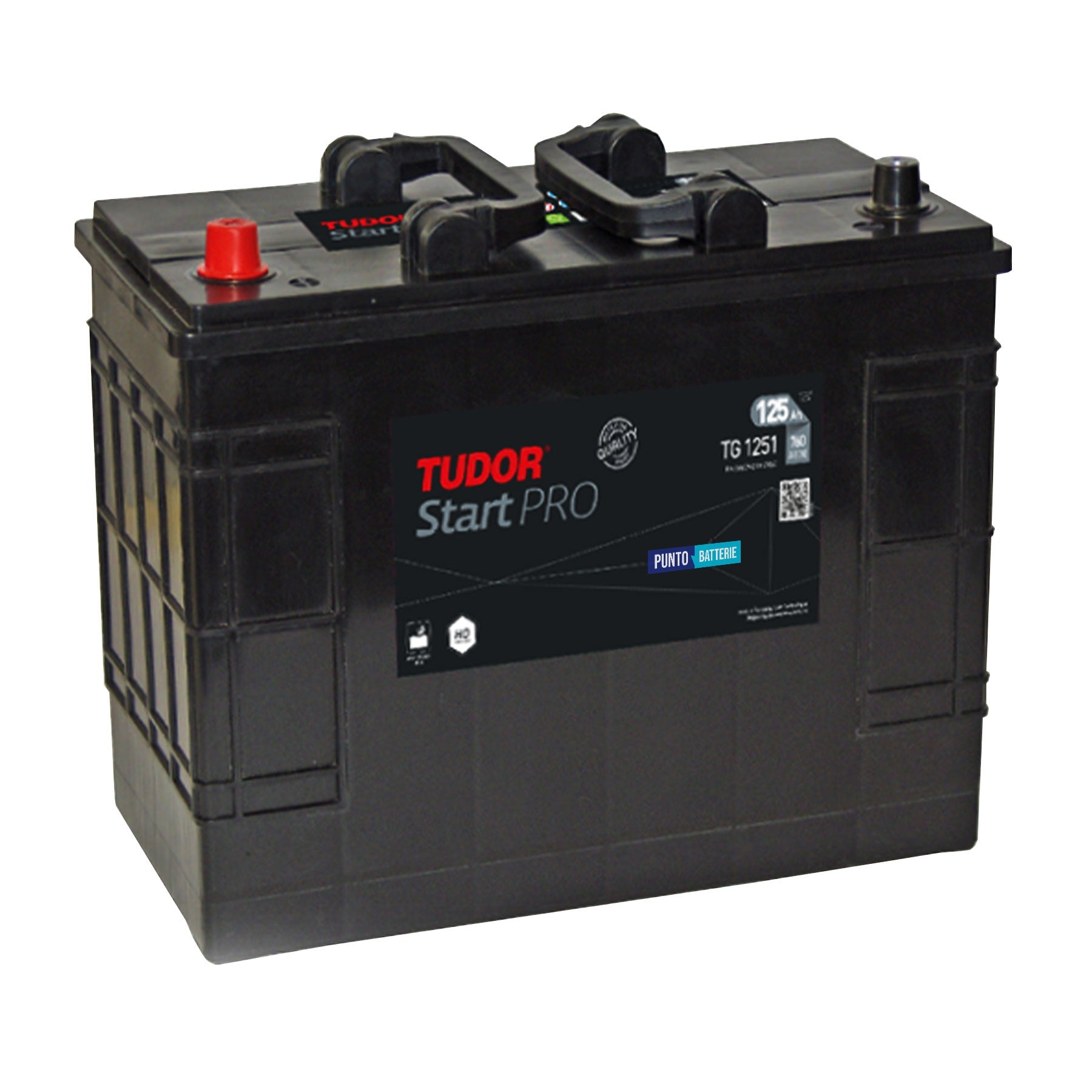 Batteria originale Tudor Start PRO TG1251, dimensioni 349 x 175 x 285, polo positivo a sinistra, 12 volt, 125 amperora, 760 ampere. Batteria per camion e veicoli pesanti.
