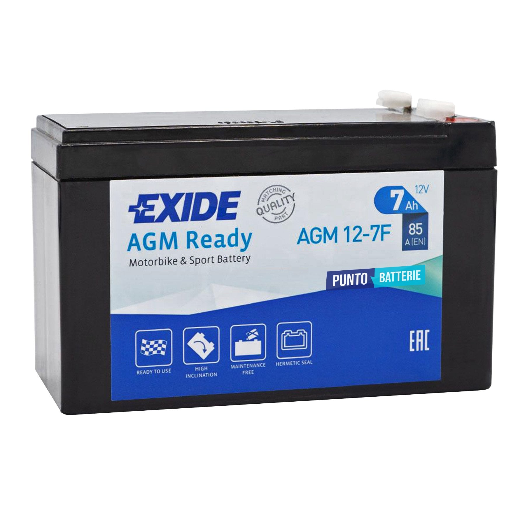 Batteria Exide AGM12-12F - AGM Ready (12V, 12Ah, 150A) - Puntobatterie