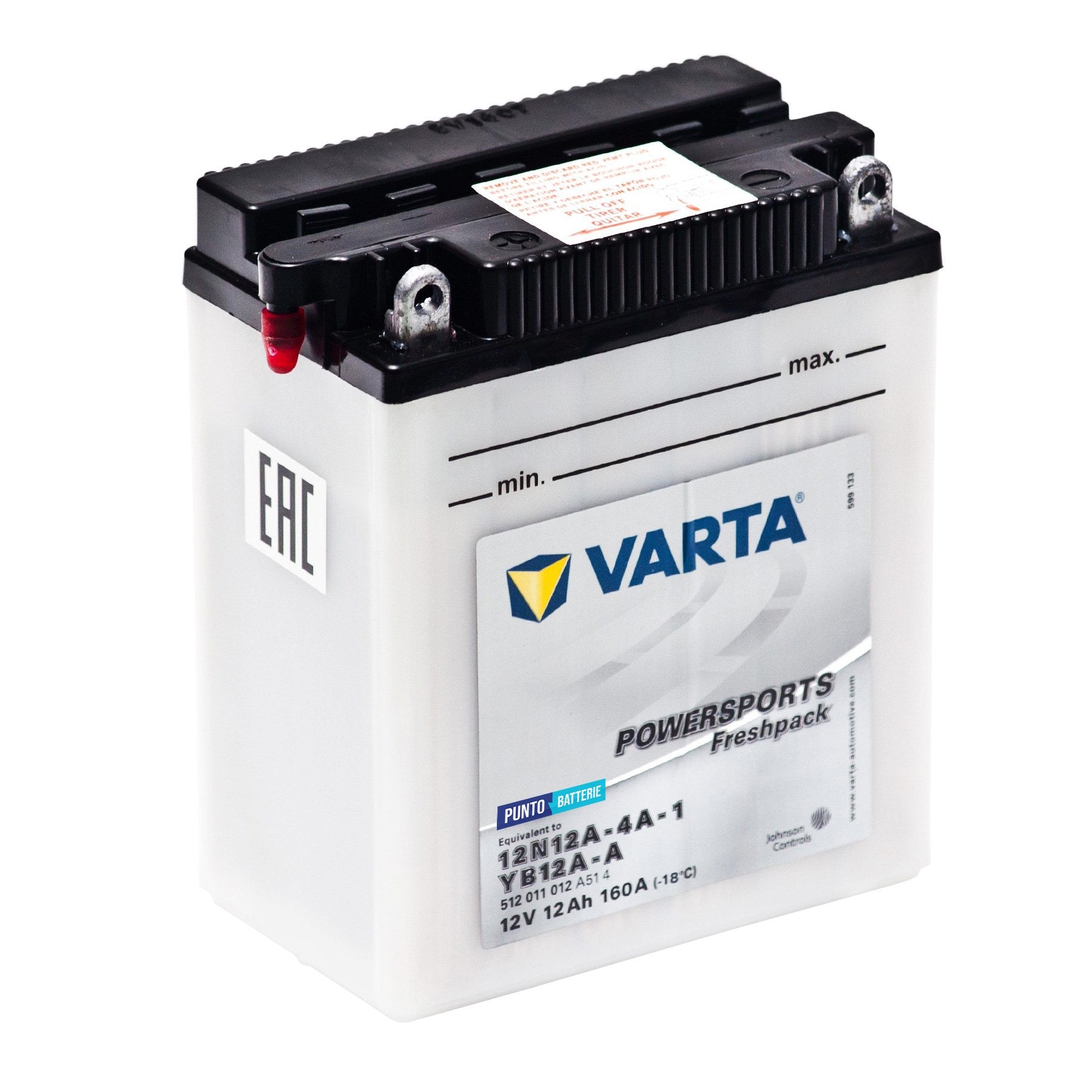 Batteria originale Varta Powersport Freshpack 12N12A-4A-1, dimensioni 136 x 82 x 161, polo positivo a sinistra, 12 volt, 12 amperora, 160 ampere. Batteria per moto, scooter e powersport.