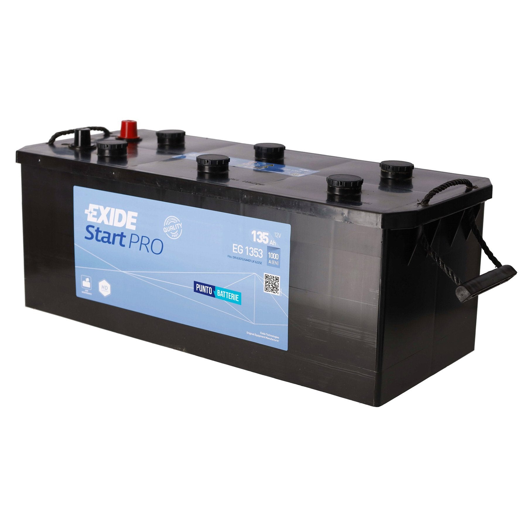 Batteria originale Exide Start PRO EG1353, dimensioni 514 x 218 x 210, polo positivo a sinistra, 12 volt, 135 amperora, 1000 ampere. Batteria per camion e veicoli pesanti.