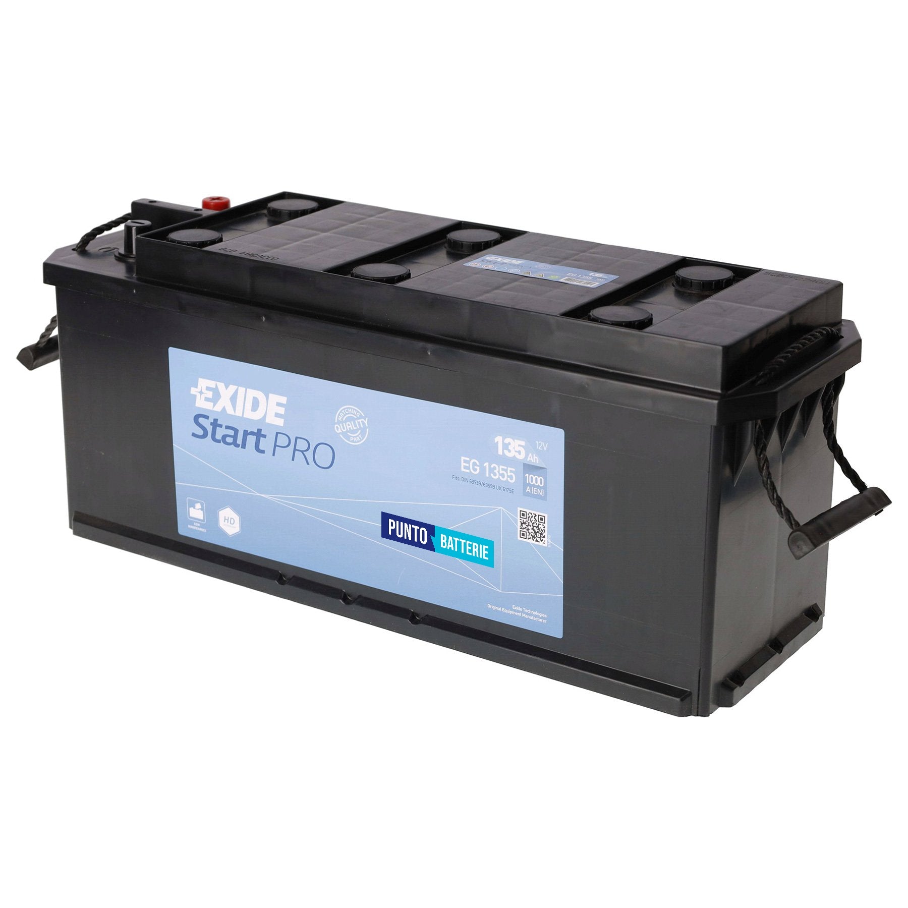 Batteria originale Exide Start PRO EG1355, dimensioni 514 x 175 x 210, polo positivo a sinistra, 12 volt, 135 amperora, 1000 ampere. Batteria per camion e veicoli pesanti.