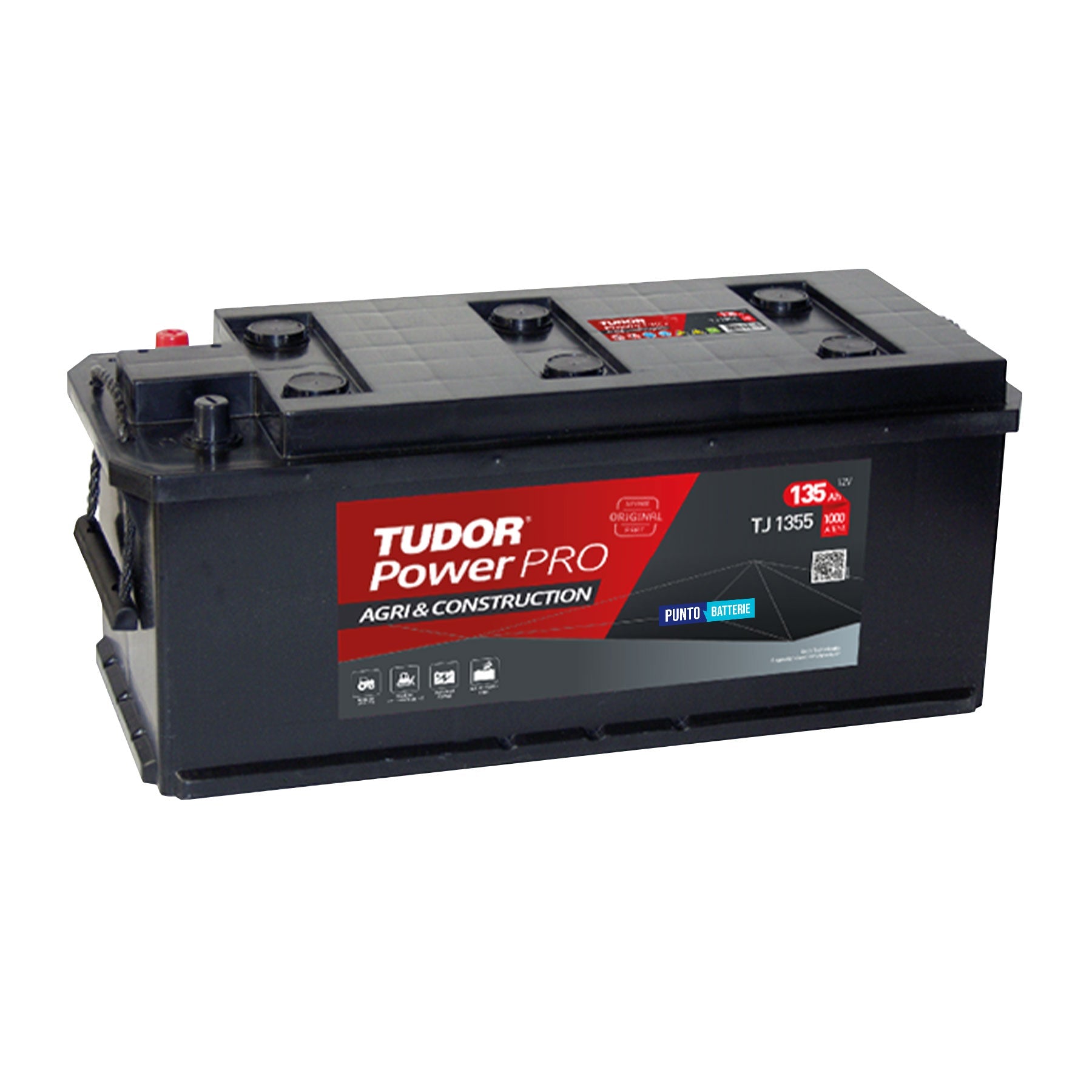 Batteria originale Tudor Power PRO Agri & Construction TJ1355, dimensioni 514 x 175 x 210, polo positivo a sinistra, 12 volt, 135 amperora, 1000 ampere. Batteria per camion e veicoli pesanti.