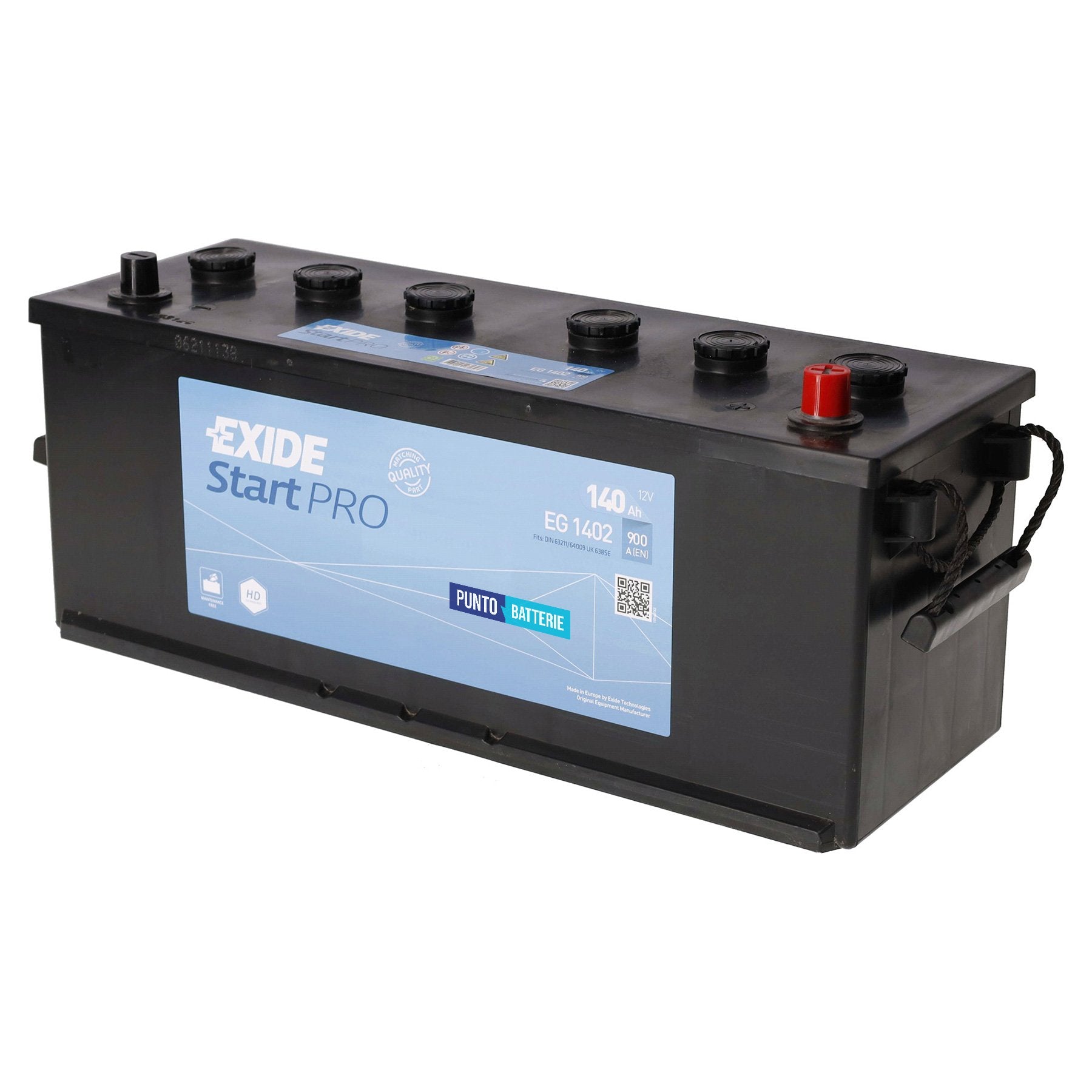 Batteria originale Exide Start PRO EG1402, dimensioni 508 x 175 x 205, polo positivo a destra, 12 volt, 140 amperora, 900 ampere. Batteria per camion e veicoli pesanti.