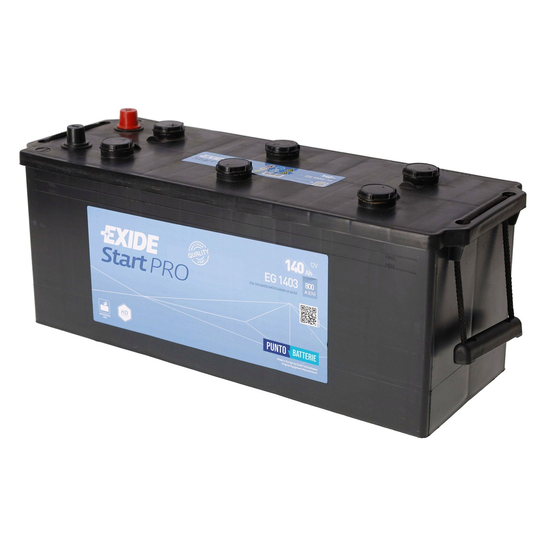 Batteria originale Exide Start PRO EG1403, dimensioni 513 x 189 x 223, polo positivo a sinistra, 12 volt, 140 amperora, 800 ampere. Batteria per camion e veicoli pesanti.