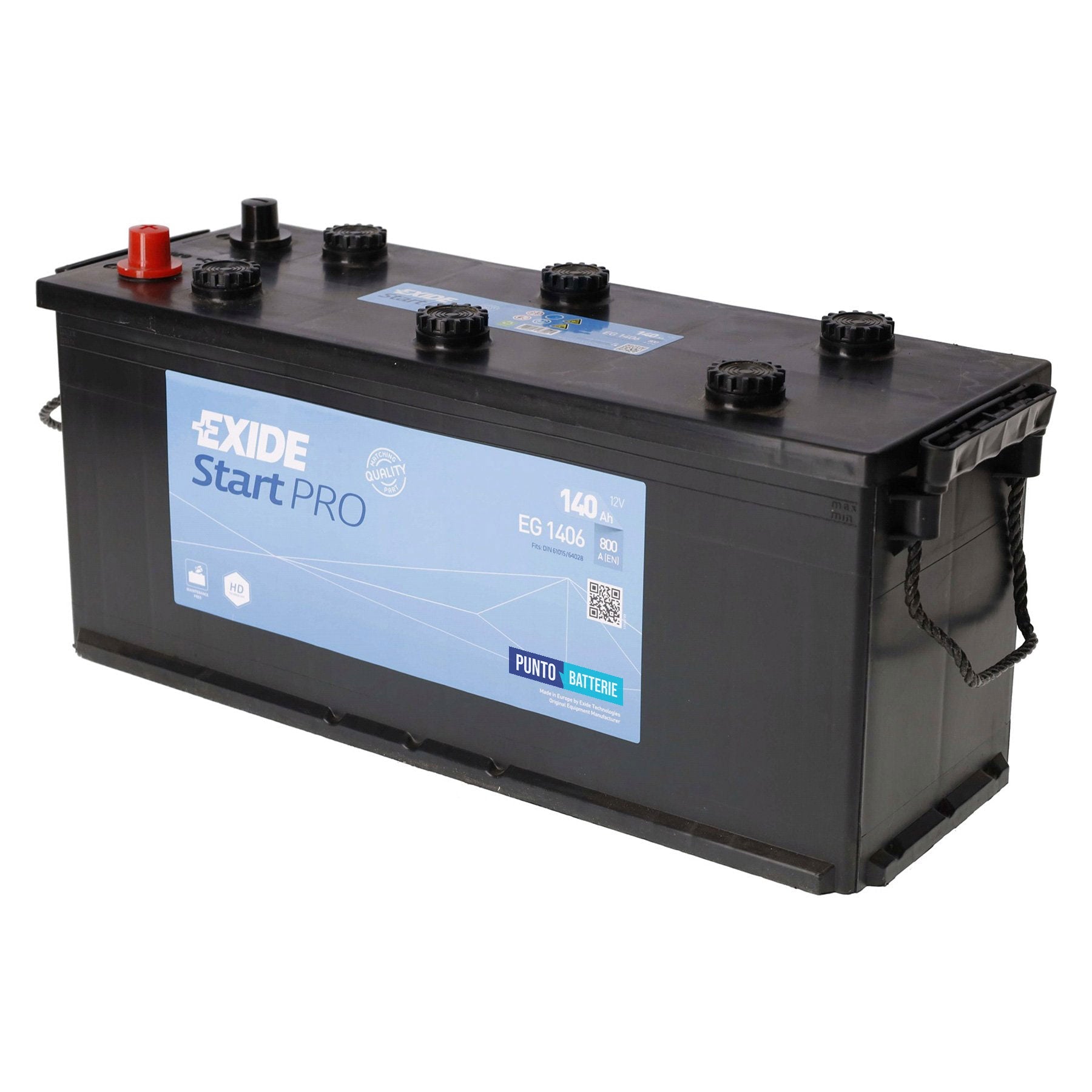 Batteria originale Exide Start PRO EG1406, dimensioni 510 x 175 x 225, polo positivo a destra, 12 volt, 140 amperora, 800 ampere. Batteria per camion e veicoli pesanti.
