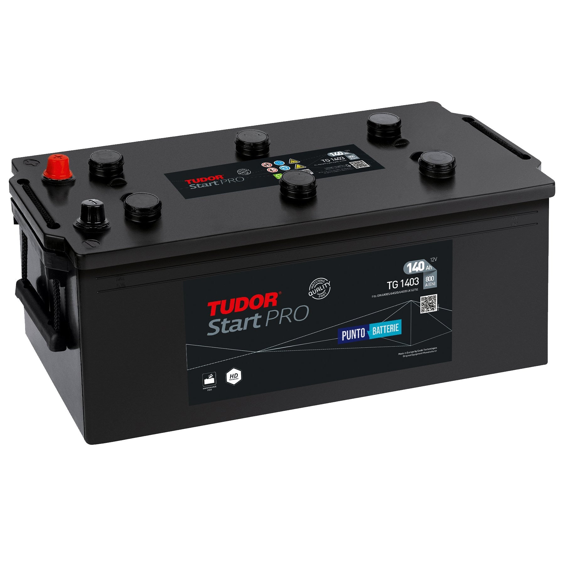 Batteria originale Tudor Start PRO TG1403, dimensioni 513 x 189 x 223, polo positivo a sinistra, 12 volt, 140 amperora, 800 ampere. Batteria per camion e veicoli pesanti.