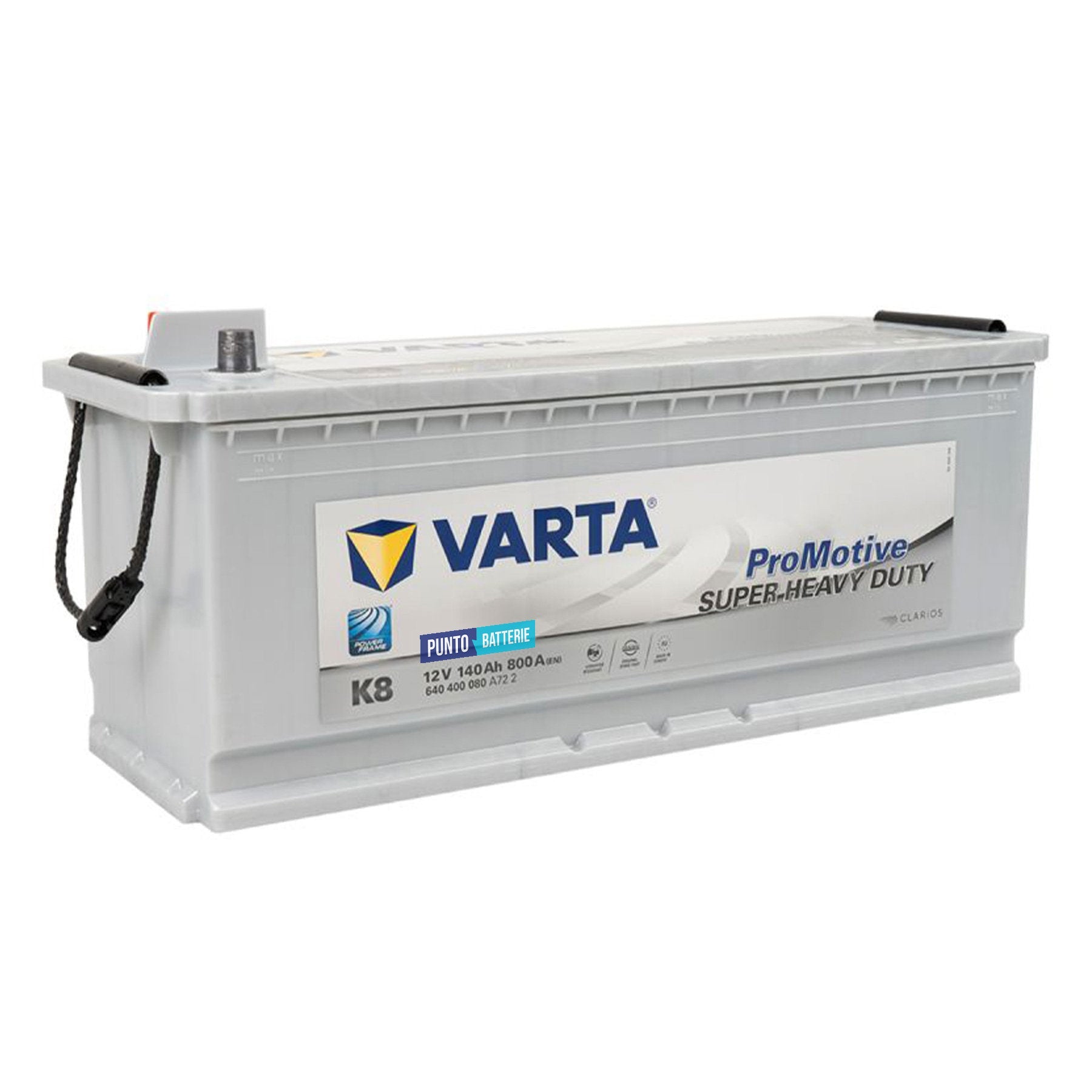 Batteria originale Varta Promotive Super Heavy Duty K8, dimensioni 513 x 189 x 223, polo positivo a sinistra, 12 volt, 140 amperora, 800 ampere. Batteria per camion e veicoli pesanti.