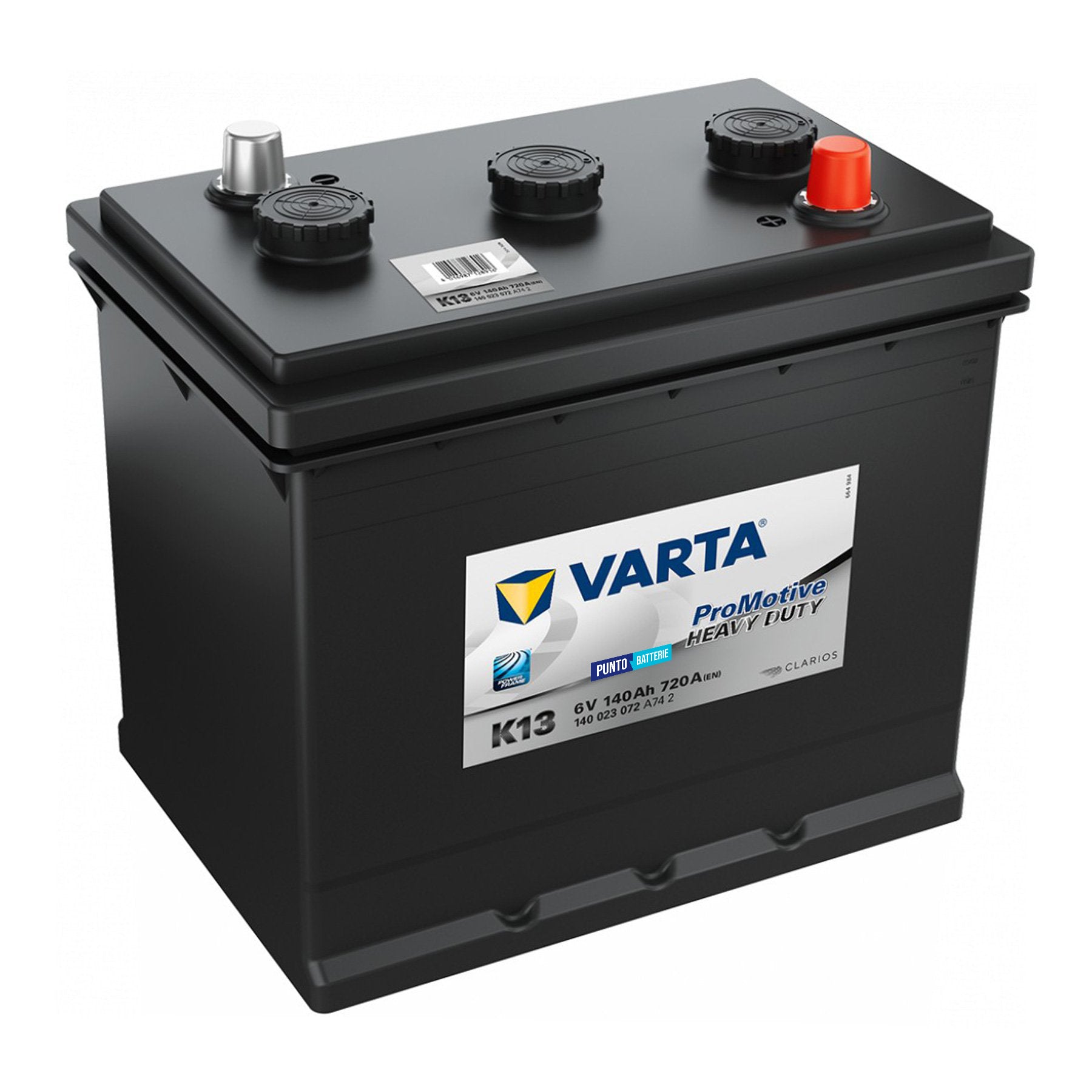 Batteria originale Varta Promotive Heavy Duty K13, dimensioni 260 x 175 x 236, polo positivo a destra, 6 volt, 140 amperora, 720 ampere. Batteria per camion e veicoli pesanti.