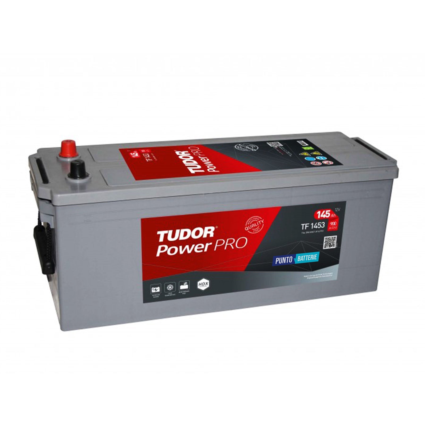 Batteria originale Tudor Power PRO TF1453, dimensioni 513 x 189 x 223, polo positivo a sinistra, 12 volt, 145 amperora, 900 ampere. Batteria per camion e veicoli pesanti.