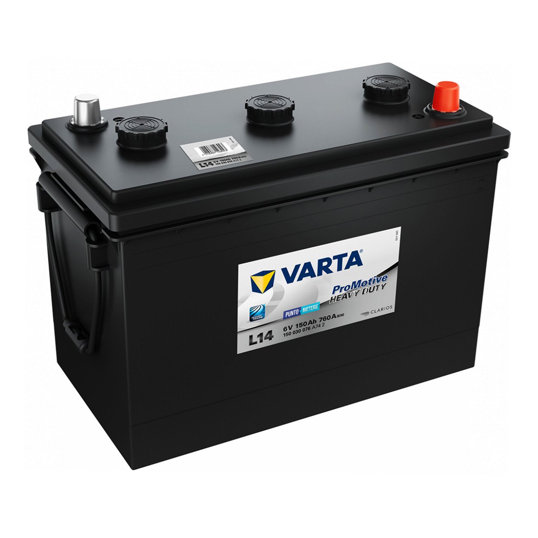 Batteria originale Varta Promotive Heavy Duty L14, dimensioni 333 x 175 x 235, polo positivo a destra, 6 volt, 150 amperora, 760 ampere. Batteria per camion e veicoli pesanti.