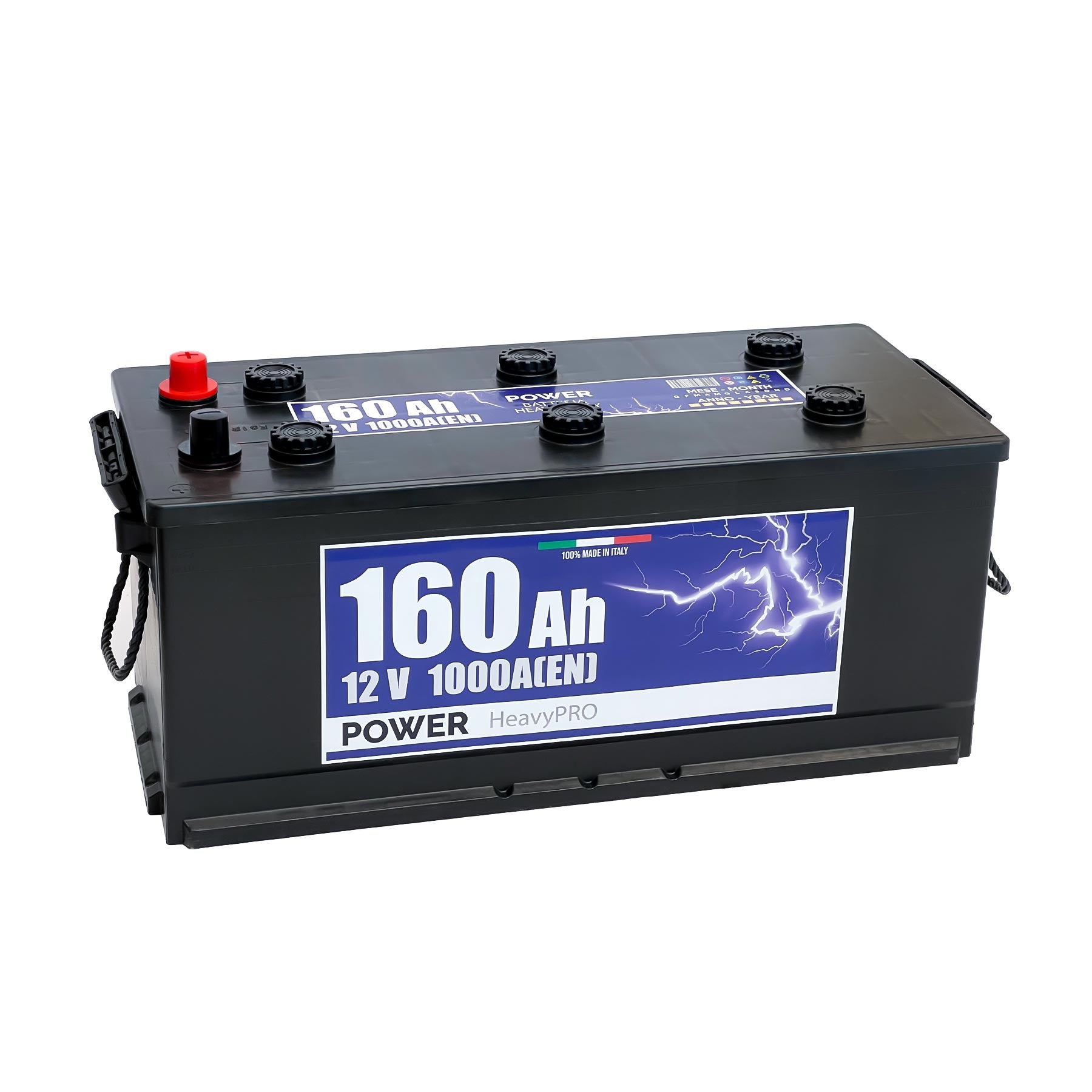 Batteria originale Power Heavy PRO PG1603, dimensioni 513 x 223 x 223, polo positivo a sinistra, 12 volt, 160 amperora, 1000 ampere. Batteria per camion e veicoli pesanti.