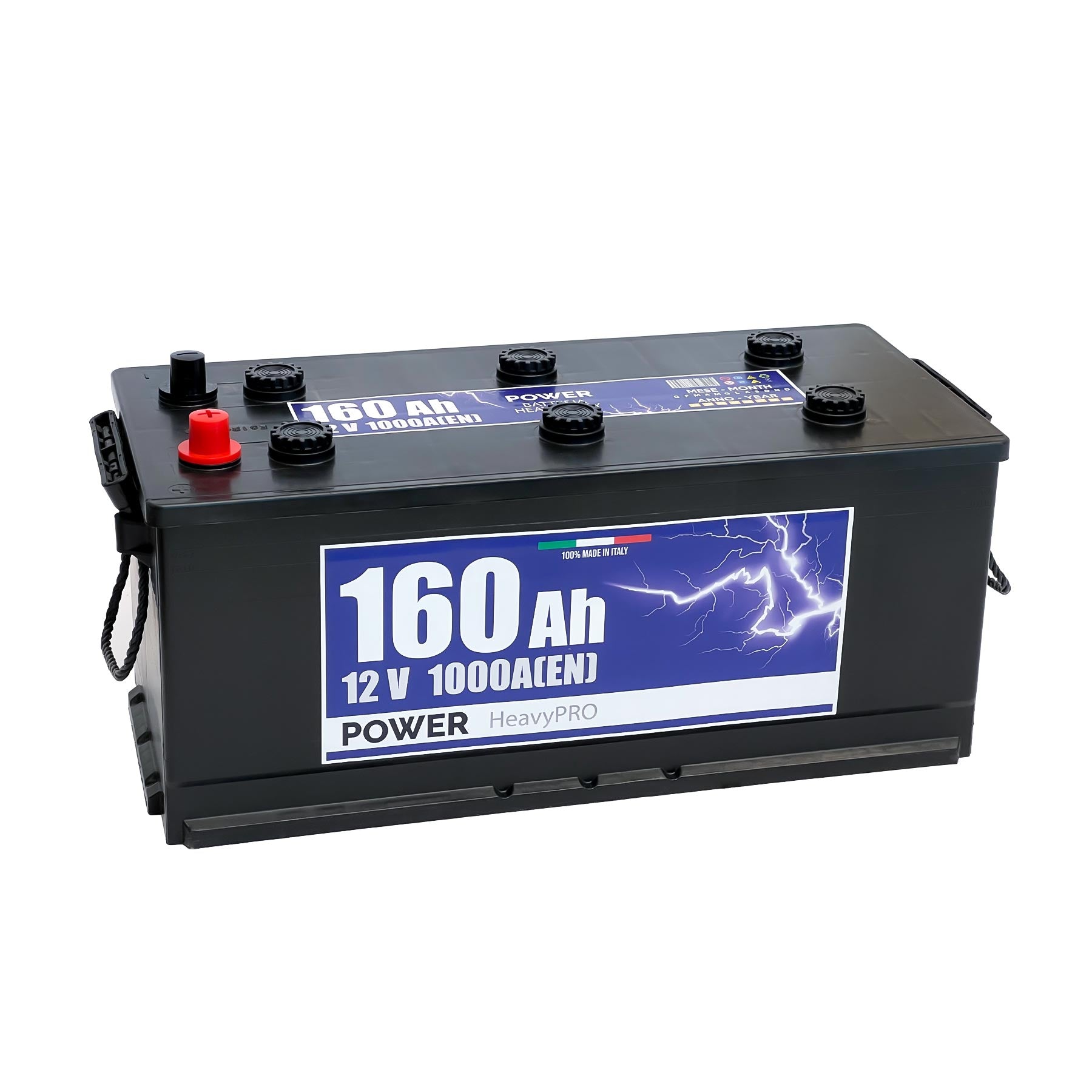 Batteria originale Power Heavy PRO PG1606, dimensioni 510 x 218 x 225, polo positivo a destra, 12 volt, 160 amperora, 1000 ampere. Batteria per camion e veicoli pesanti.