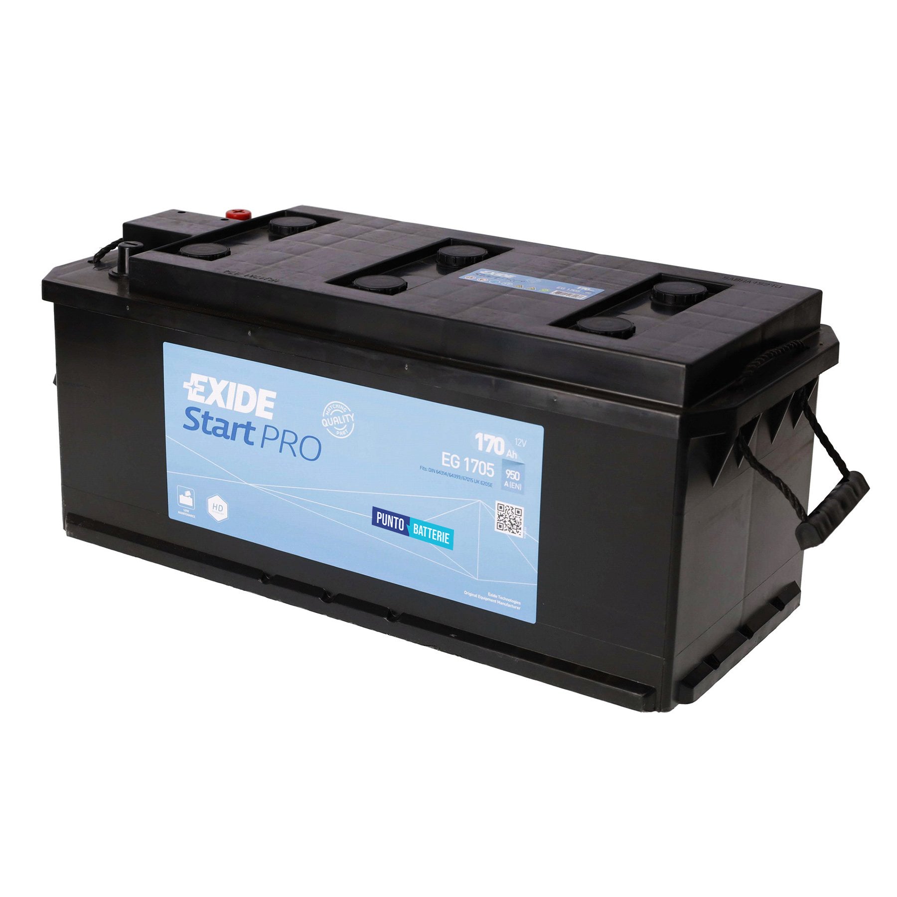 Batteria originale Exide Start PRO EG1705, dimensioni 514 x 218 x 210, polo positivo a sinistra, 12 volt, 170 amperora, 950 ampere. Batteria per camion e veicoli pesanti.