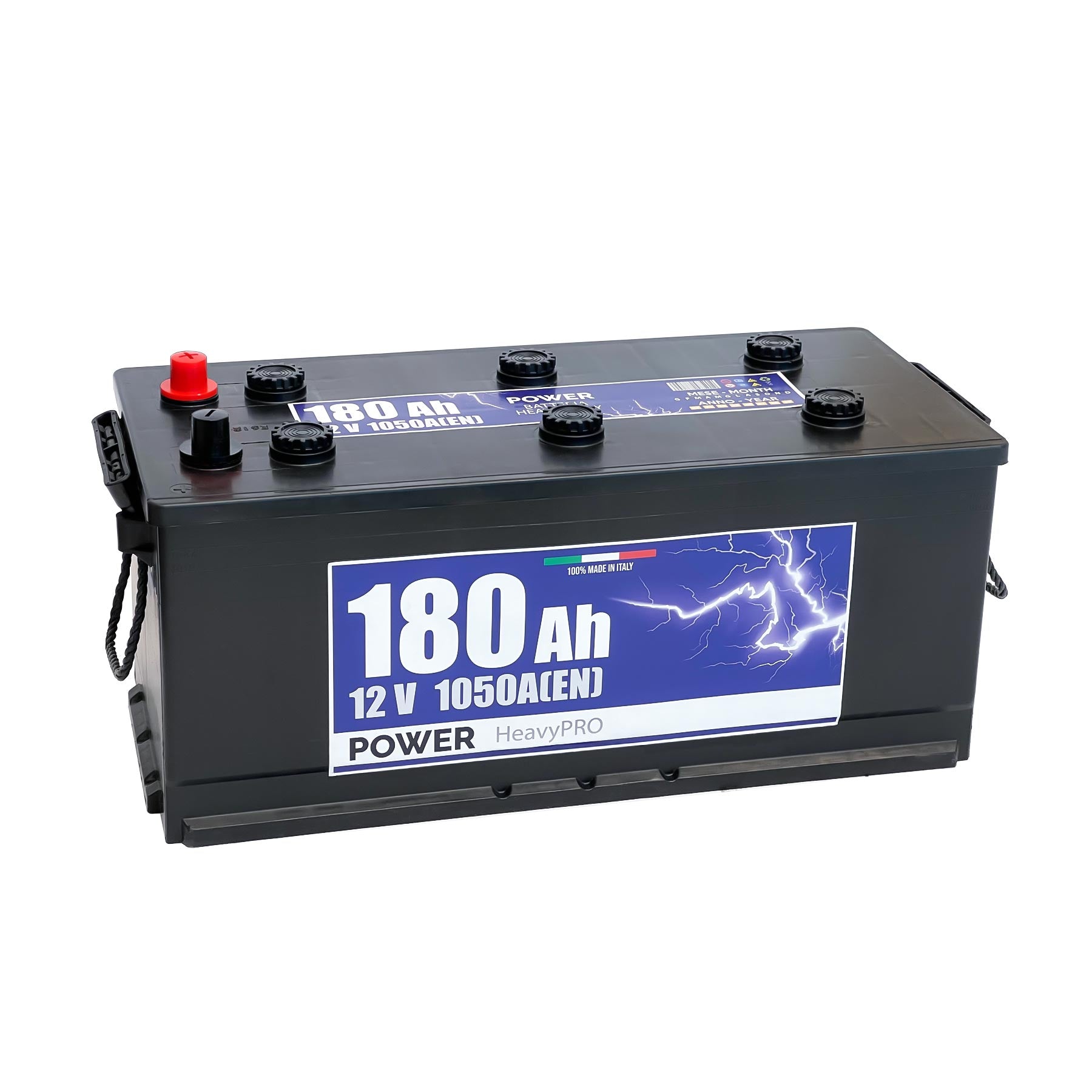 Batteria originale Power Heavy PRO PG1803, dimensioni 513 x 223 x 223, polo positivo a sinistra, 12 volt, 180 amperora, 1050 ampere. Batteria per camion e veicoli pesanti.
