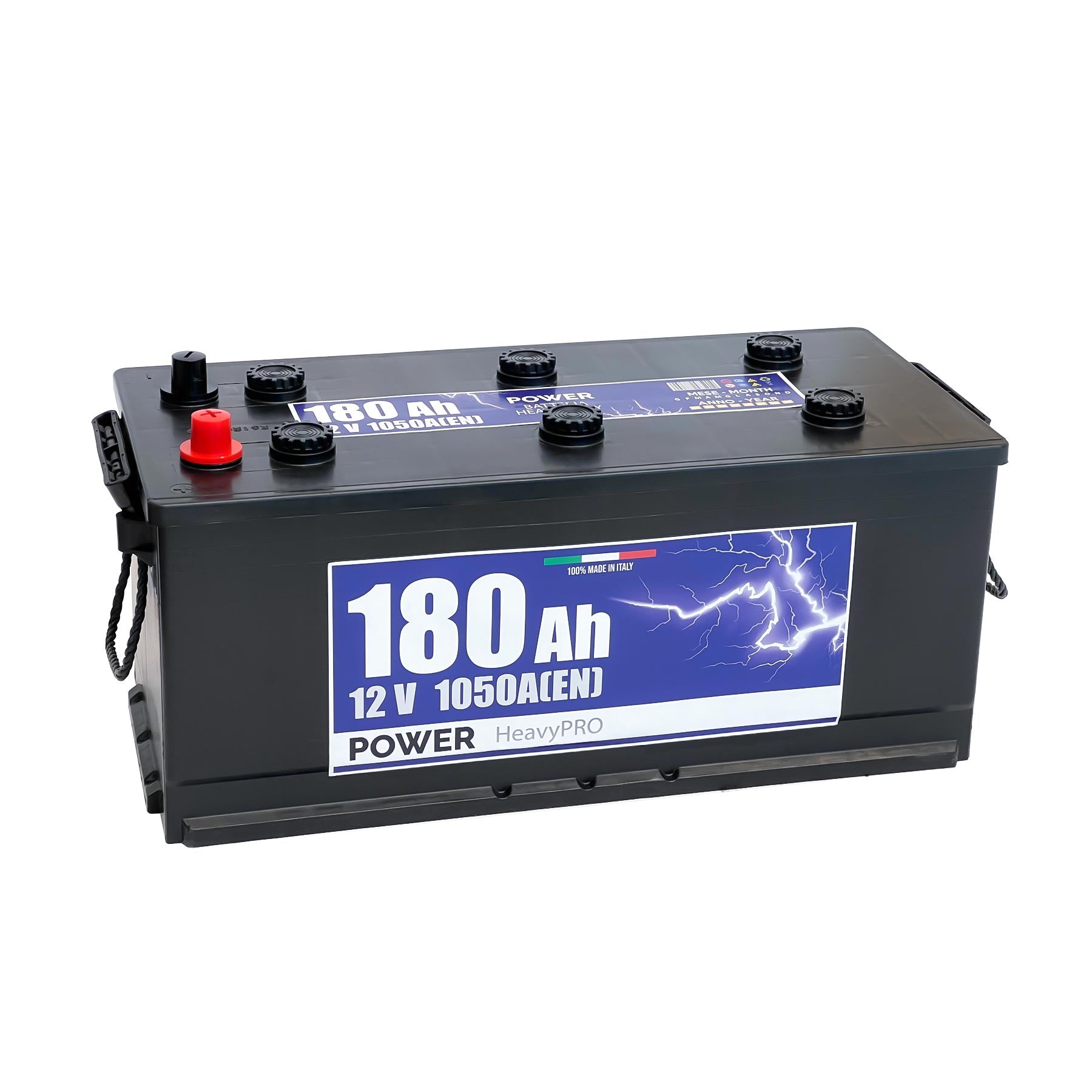 Batteria originale Power Heavy PRO PG1806, dimensioni 510 x 218 x 225, polo positivo a destra, 12 volt, 180 amperora, 1050 ampere. Batteria per camion e veicoli pesanti.
