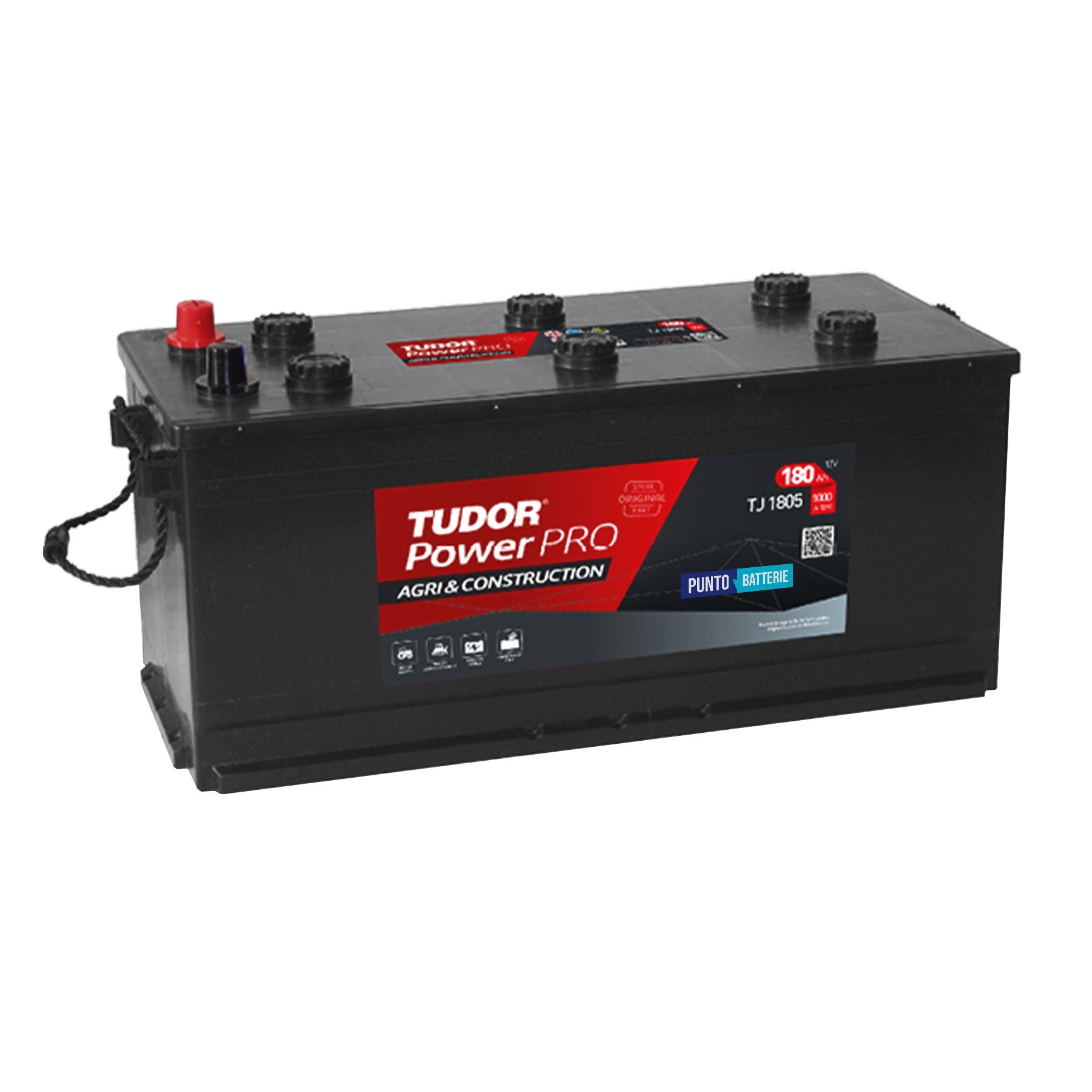 Batteria originale Tudor Power PRO Agri & Construction TJ1805, dimensioni 510 x 218 x 225, polo positivo a sinistra, 12 volt, 180 amperora, 1000 ampere. Batteria per camion e veicoli pesanti.