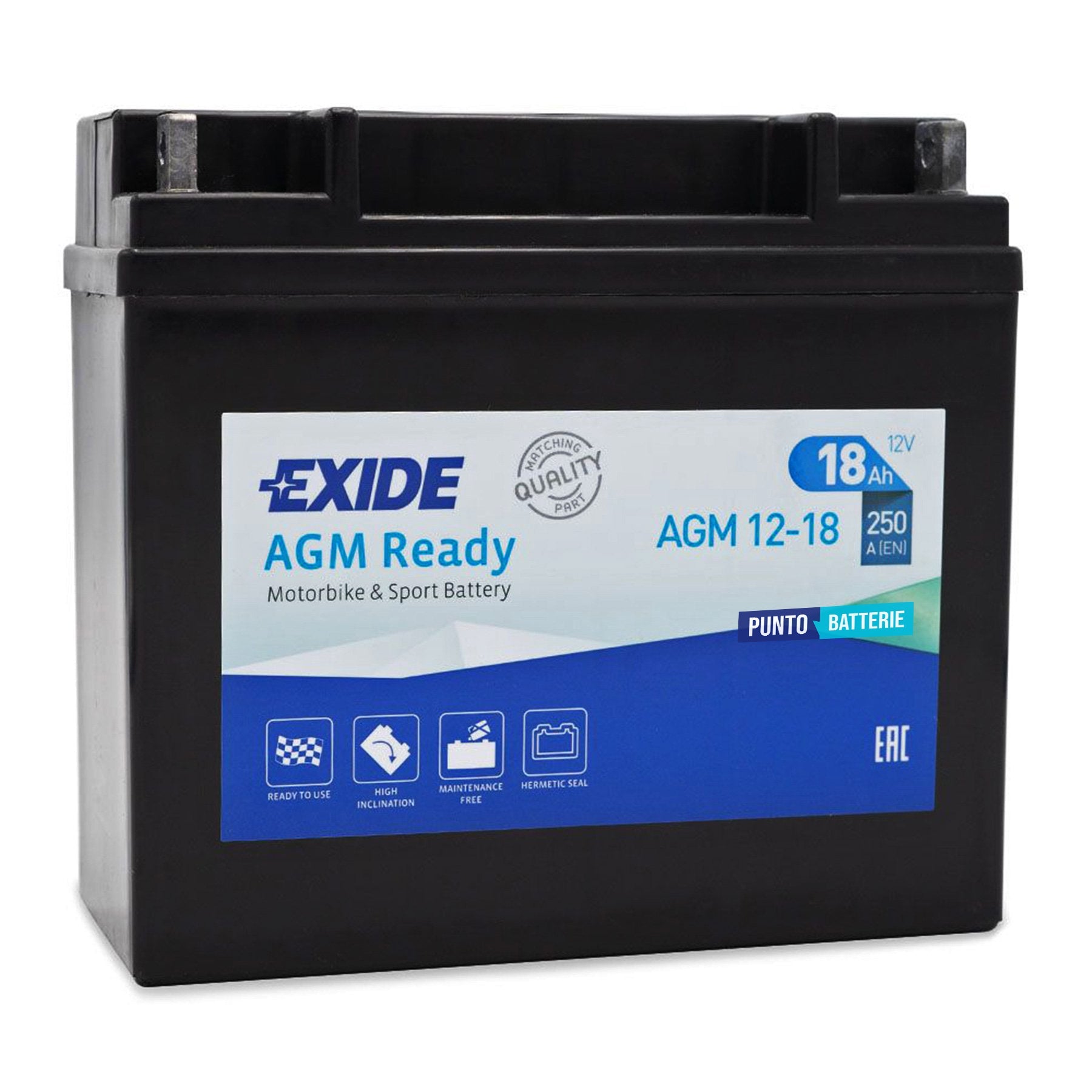 Exide 12Y16A-3A. Batteria per moto Exide 20Ah 12V