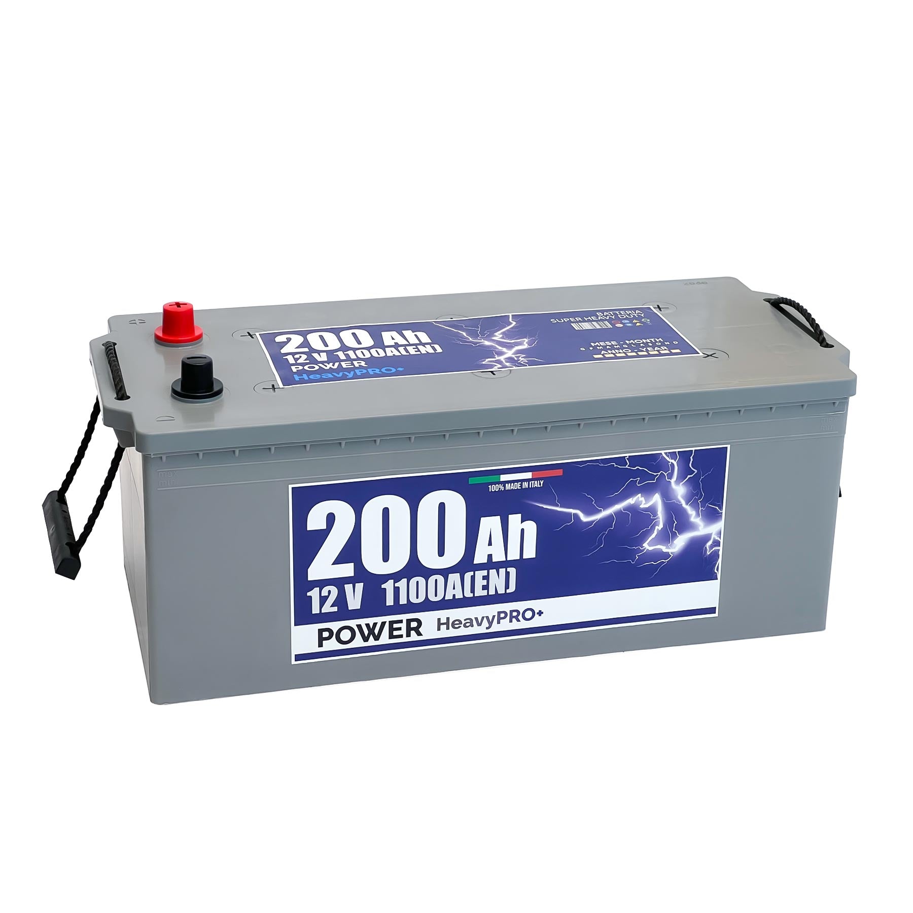 Batteria originale Power Heavy PRO+ PF2003, dimensioni 513 x 223 x 223, polo positivo a sinistra, 12 volt, 200 amperora, 1100 ampere. Batteria per camion e veicoli pesanti.