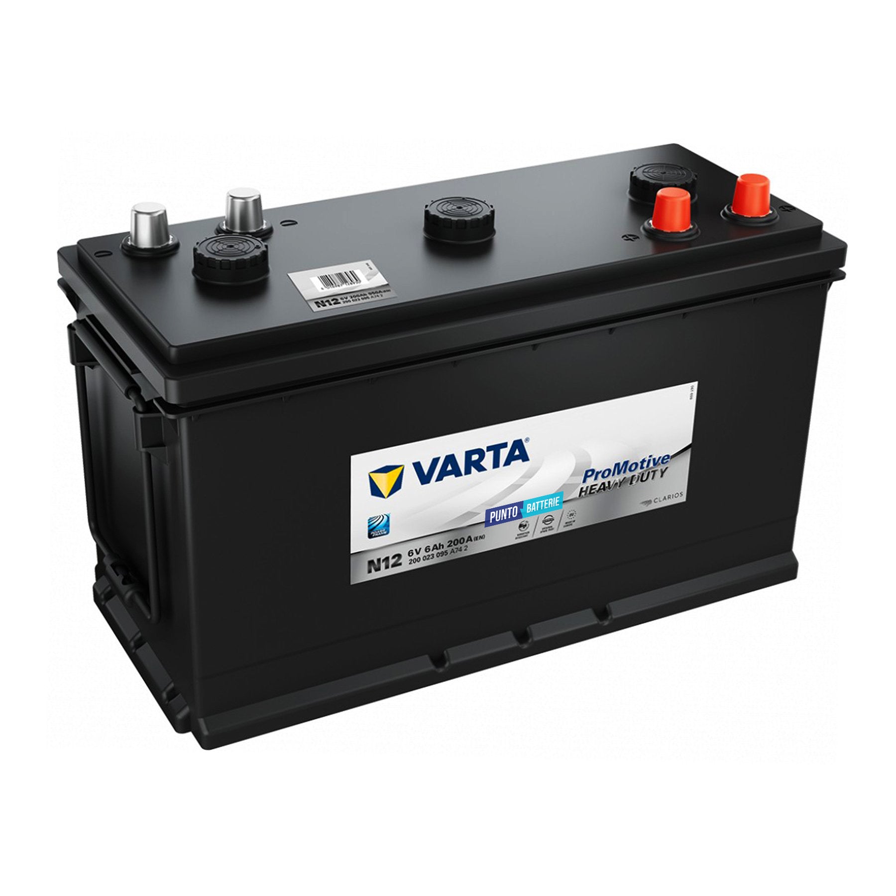Batteria originale Varta Promotive Heavy Duty N12, dimensioni 403 x 175 x 238, polo positivo a destra, 6 volt, 200 amperora, 950 ampere. Batteria per camion e veicoli pesanti.