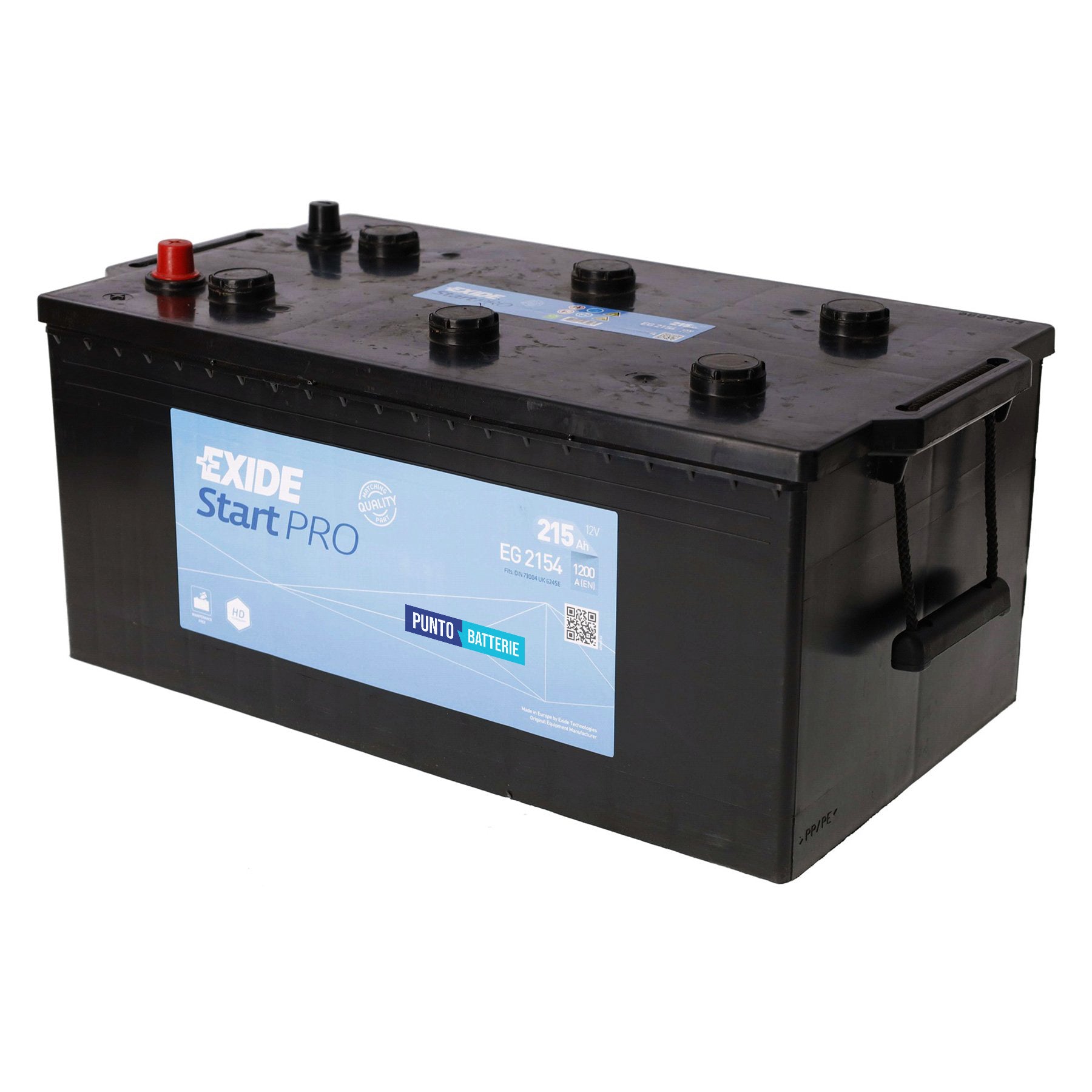 Batteria originale Exide Start PRO EG2154, dimensioni 513 x 279 x 240, polo positivo a destra, 12 volt, 215 amperora, 1200 ampere. Batteria per camion e veicoli pesanti.