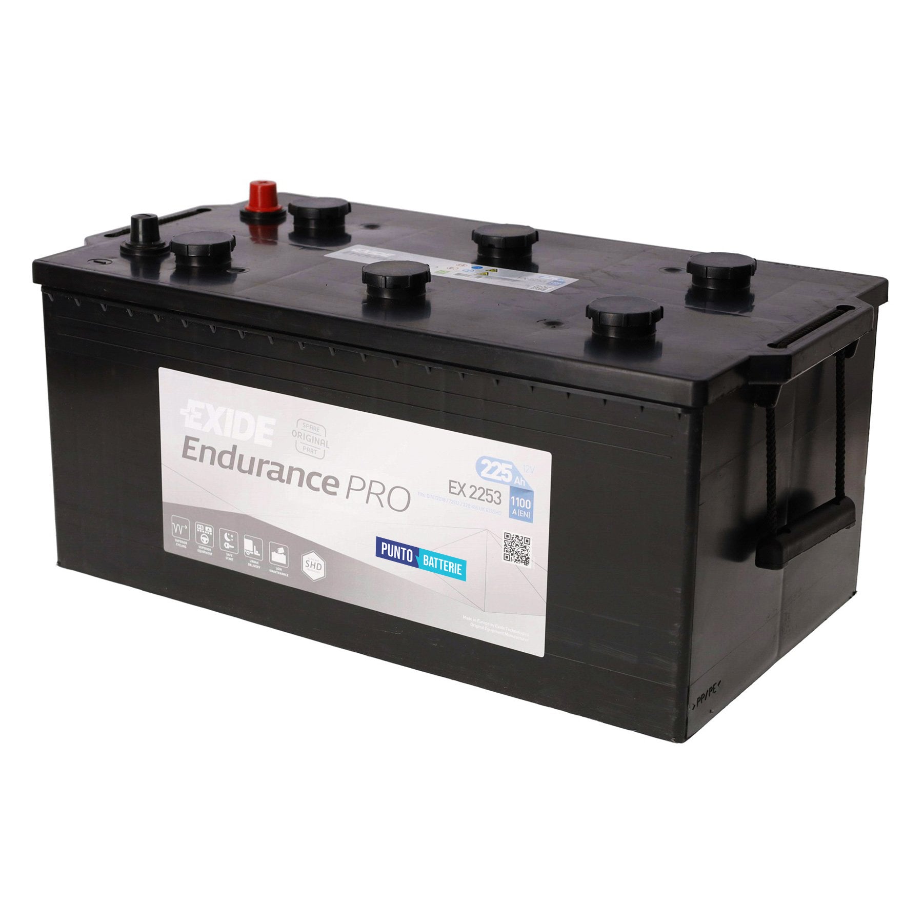 Batteria originale Exide Endurance PRO EFB EX2253, dimensioni 518 x 274 x 240, polo positivo a sinistra, 12 volt, 220 amperora, 1150 ampere, EFB. Batteria per camion e veicoli pesanti.