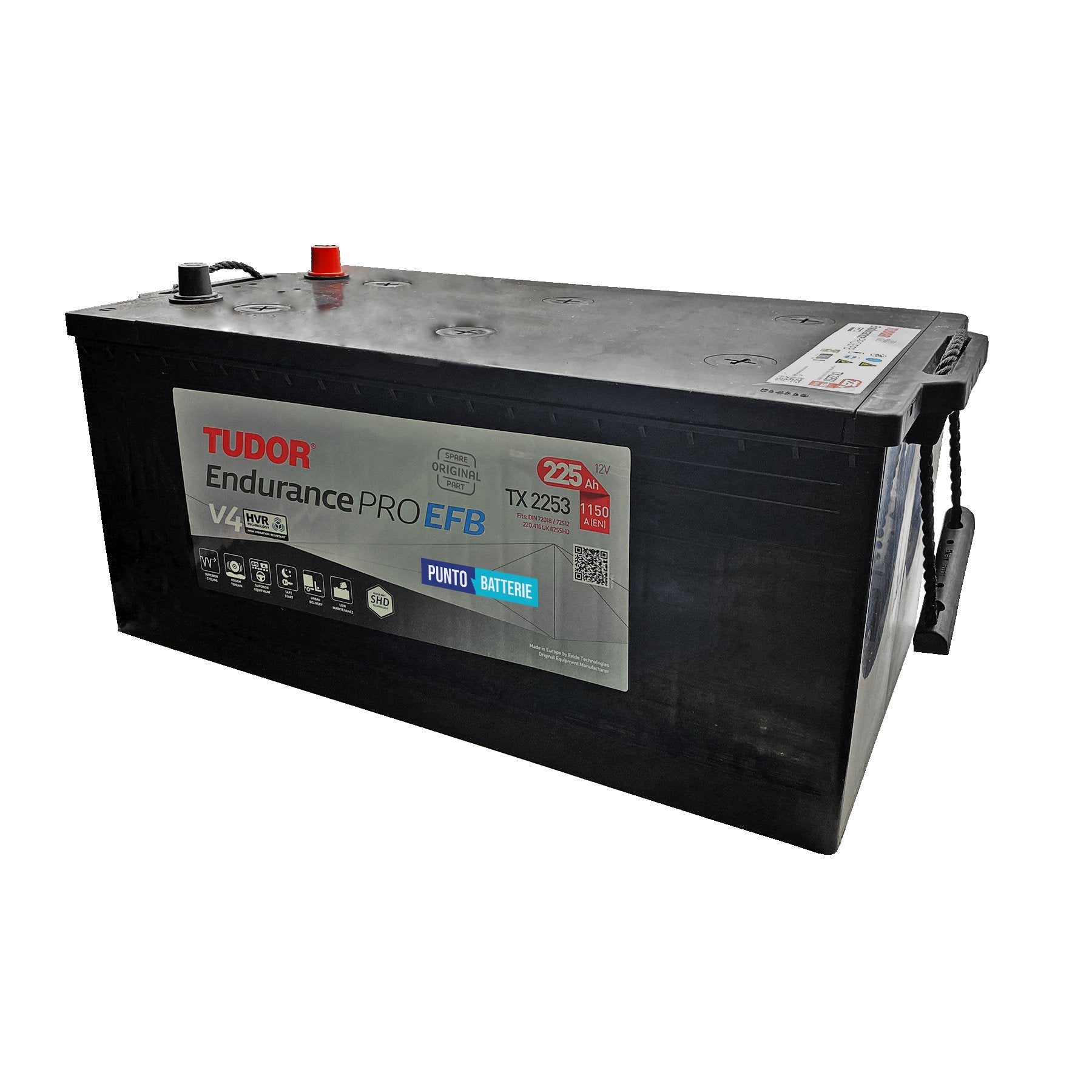 Batteria originale Tudor Endurance PRO EFB TX2253, dimensioni 518 x 274 x 240, polo positivo a sinistra, 12 volt, 220 amperora, 1150 ampere, EFB. Batteria per camion e veicoli pesanti.