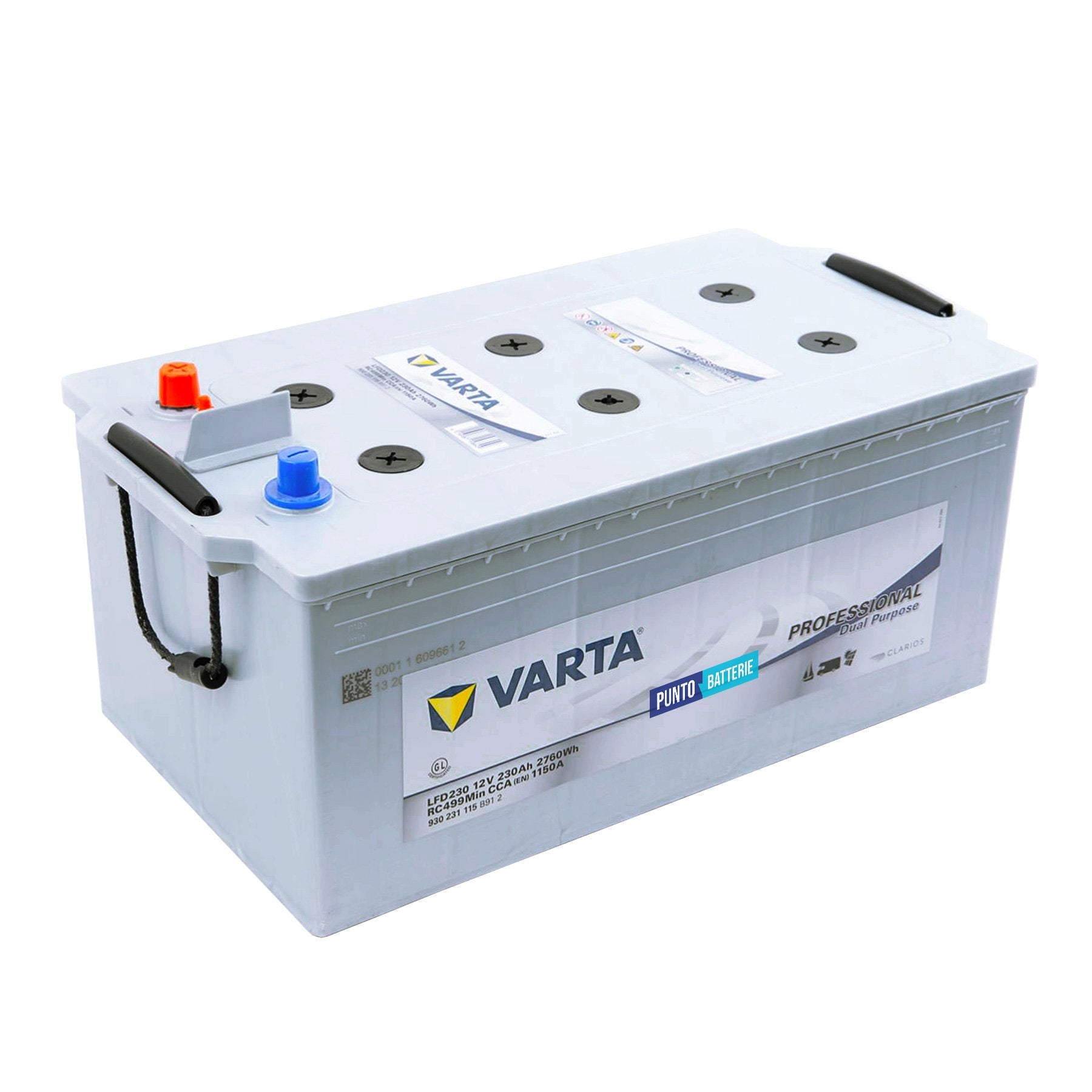 Batteria originale Varta Professional Dual Purpose LFD230, dimensioni 518 x 276 x 242, 12 volt, 230 amperora. Batteria per servizi di camper, barca e applicazioni a scarica lenta.