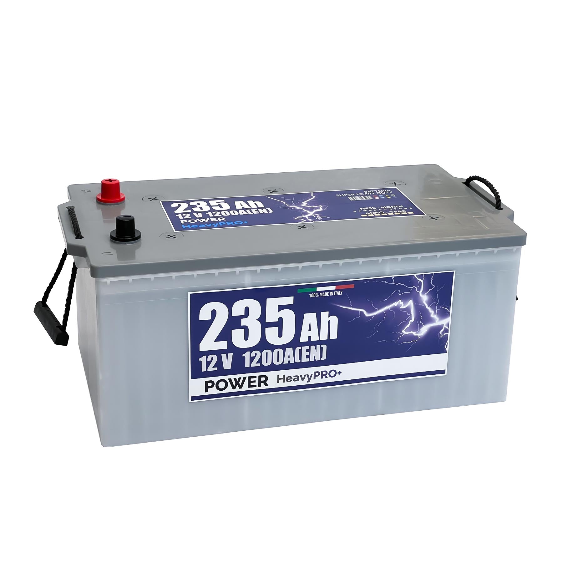 Batteria originale Power Heavy PRO+ PF2353, dimensioni 518 x 279 x 240, polo positivo a sinistra, 12 volt, 235 amperora, 1200 ampere. Batteria per camion e veicoli pesanti.
