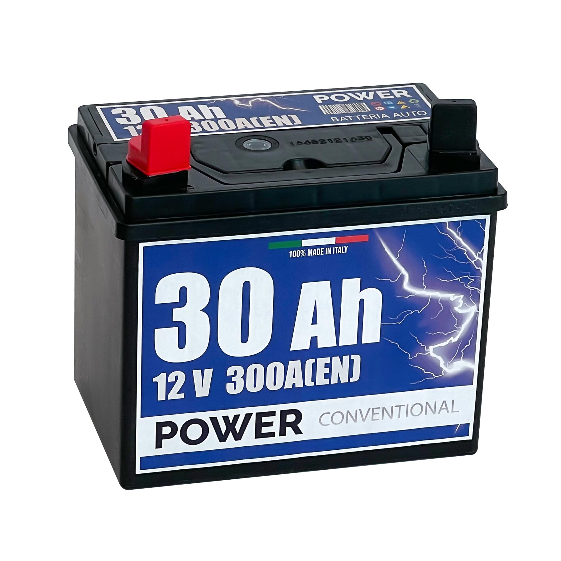 Batteria originale Power Garden U1, dimensioni 187 x 128 x 167, polo positivo a sinistra, 12 volt, 30 amperora, 300 ampere. Batteria per trattorino tagliaerba e rasaerba.