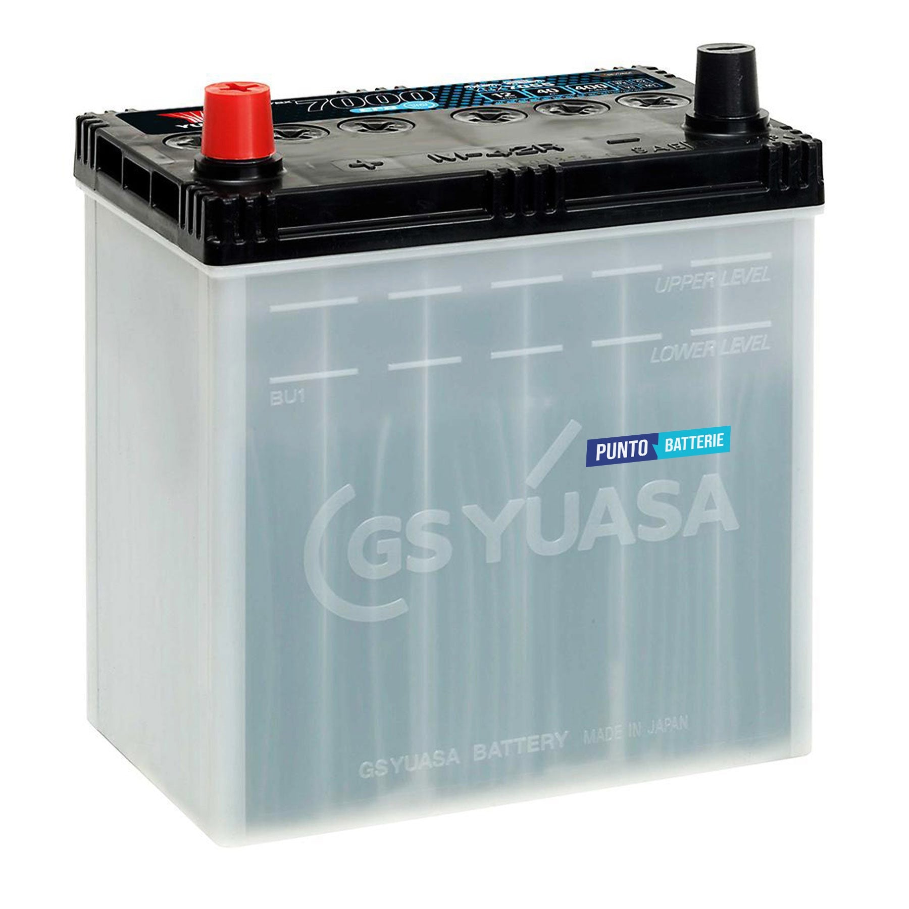 Batteria originale Yuasa YBX7000 YBX7055, dimensioni 197 x 128 x 227, polo positivo a sinistra, 12 volt, 40 amperora, 400 ampere, EFB. Batteria per auto e veicoli leggeri con start e stop.