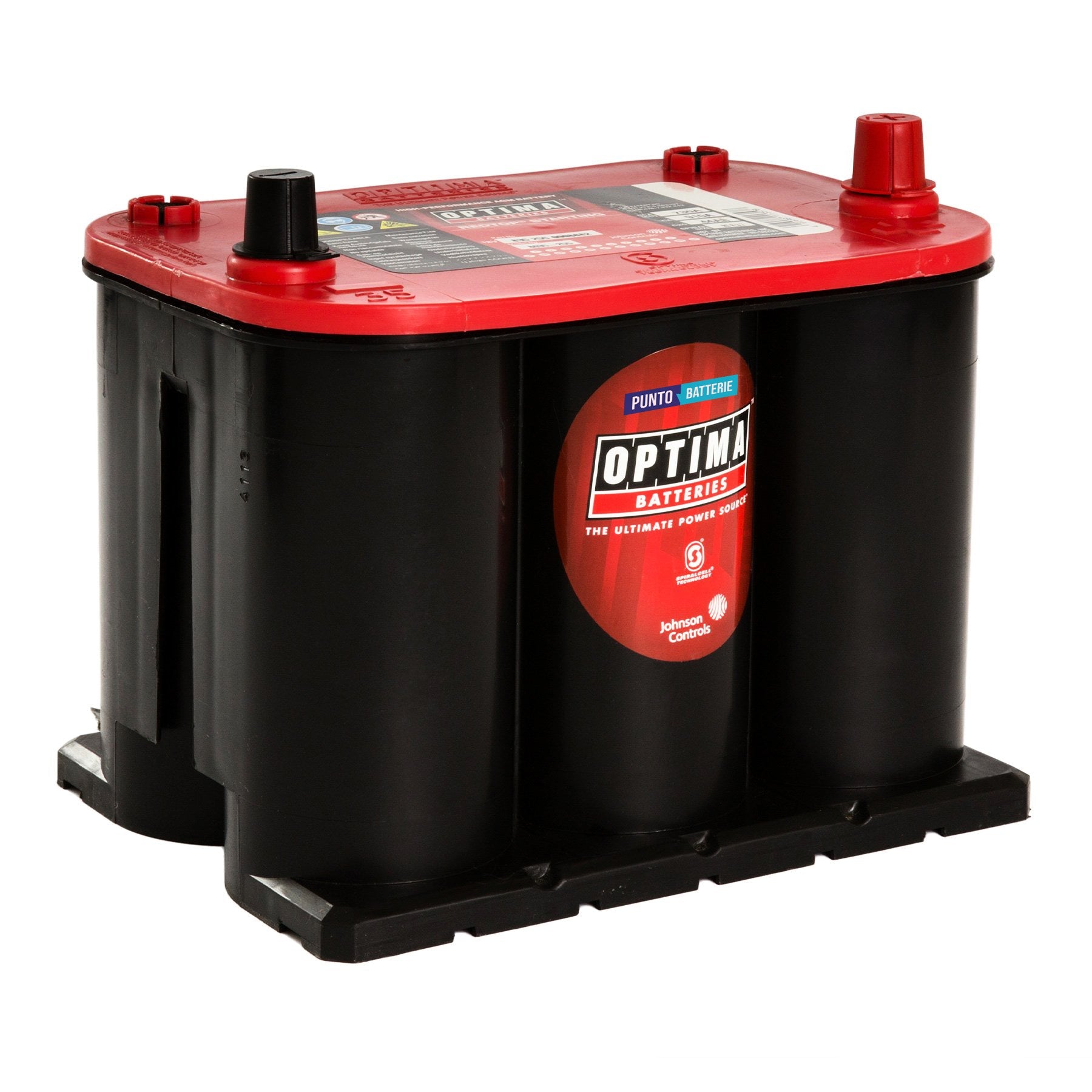 Batteria originale Optima Red Top RT R 3,7, dimensioni 237 x 171 x 197, polo positivo a destra, 12 volt, 44 amperora, 730 ampere, AGM. Batteria per veicoli e per l'alimentazione di servizi.