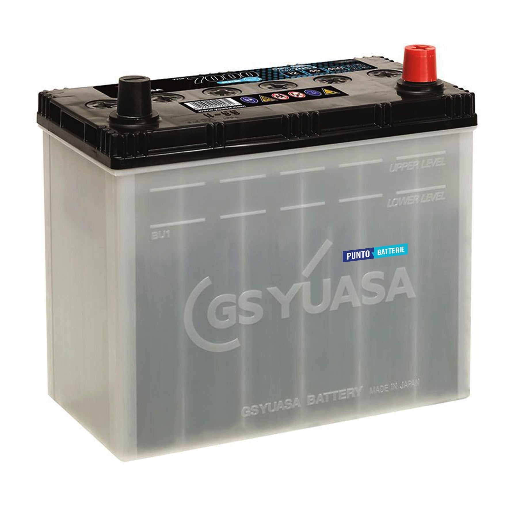 Batteria originale Yuasa YBX7000 YBX7053, dimensioni 238 x 128 x 227, polo positivo a destra, 12 volt, 45 amperora, 450 ampere, EFB. Batteria per auto e veicoli leggeri con start e stop.
