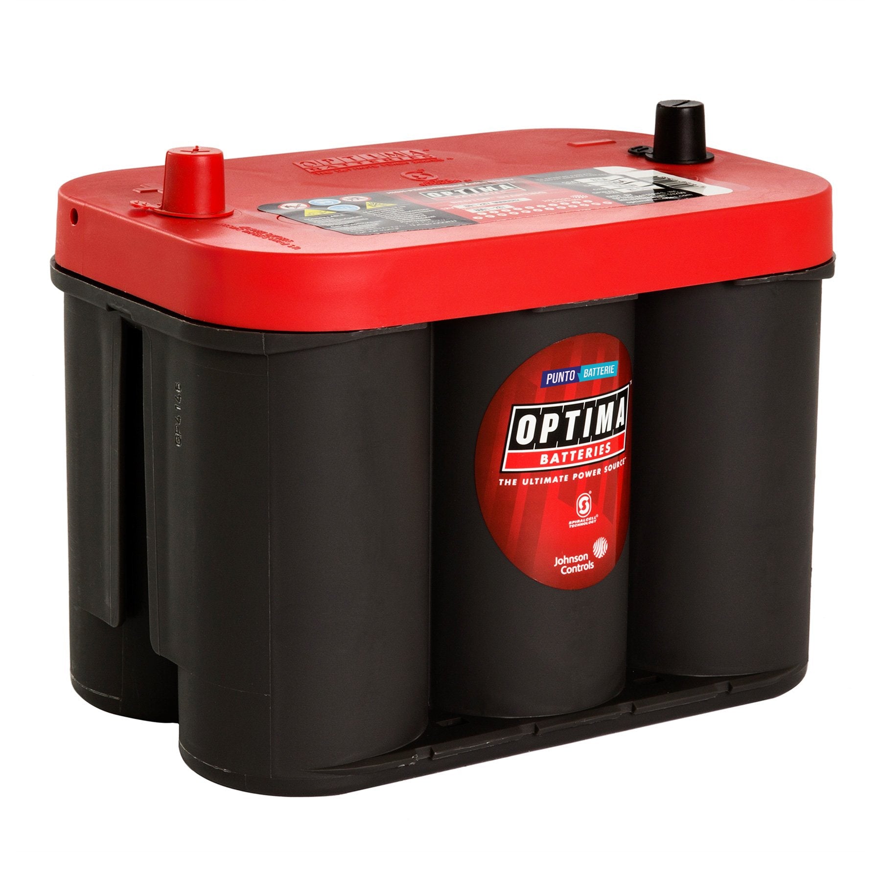 Batteria originale Optima Red Top RT C 4,2, dimensioni 254 x 175 x 200, polo positivo a sinistra, 12 volt, 50 amperora, 815 ampere, AGM. Batteria per veicoli e per l'alimentazione di servizi.