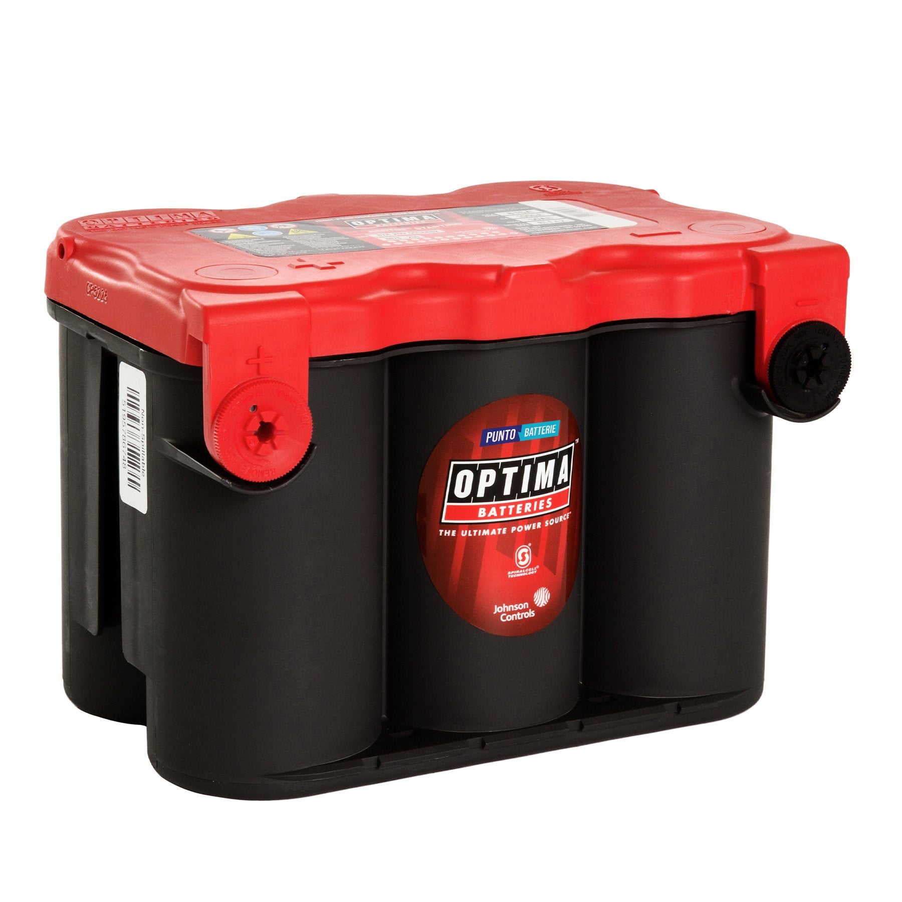 Batteria originale Optima Red Top RT F 4,2, dimensioni 254 x 185 x 184, polo positivo a sinistra, 12 volt, 50 amperora, 815 ampere, AGM. Batteria per veicoli e per l'alimentazione di servizi.